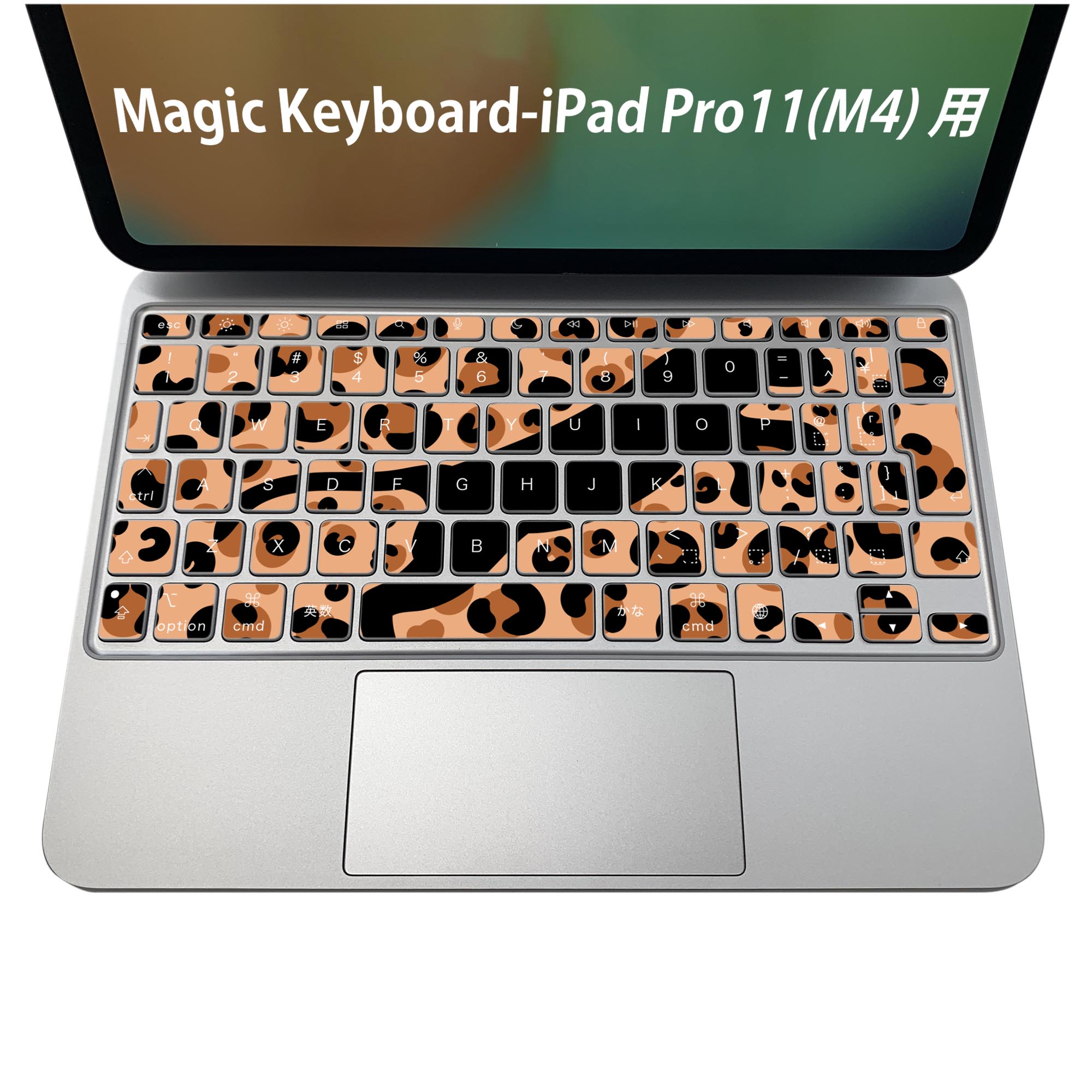 Magic Keyboard 専用 iPadPro11inch 13inch(M4) 2024 第5世代 対応 キーボード用スキンシール キートップ ステッカー アイパッド ノートパソコン アクセサリー 保護 020806 マスクデザイン 宇宙 惑星 豹 ヒョウ柄 シルエット 012734