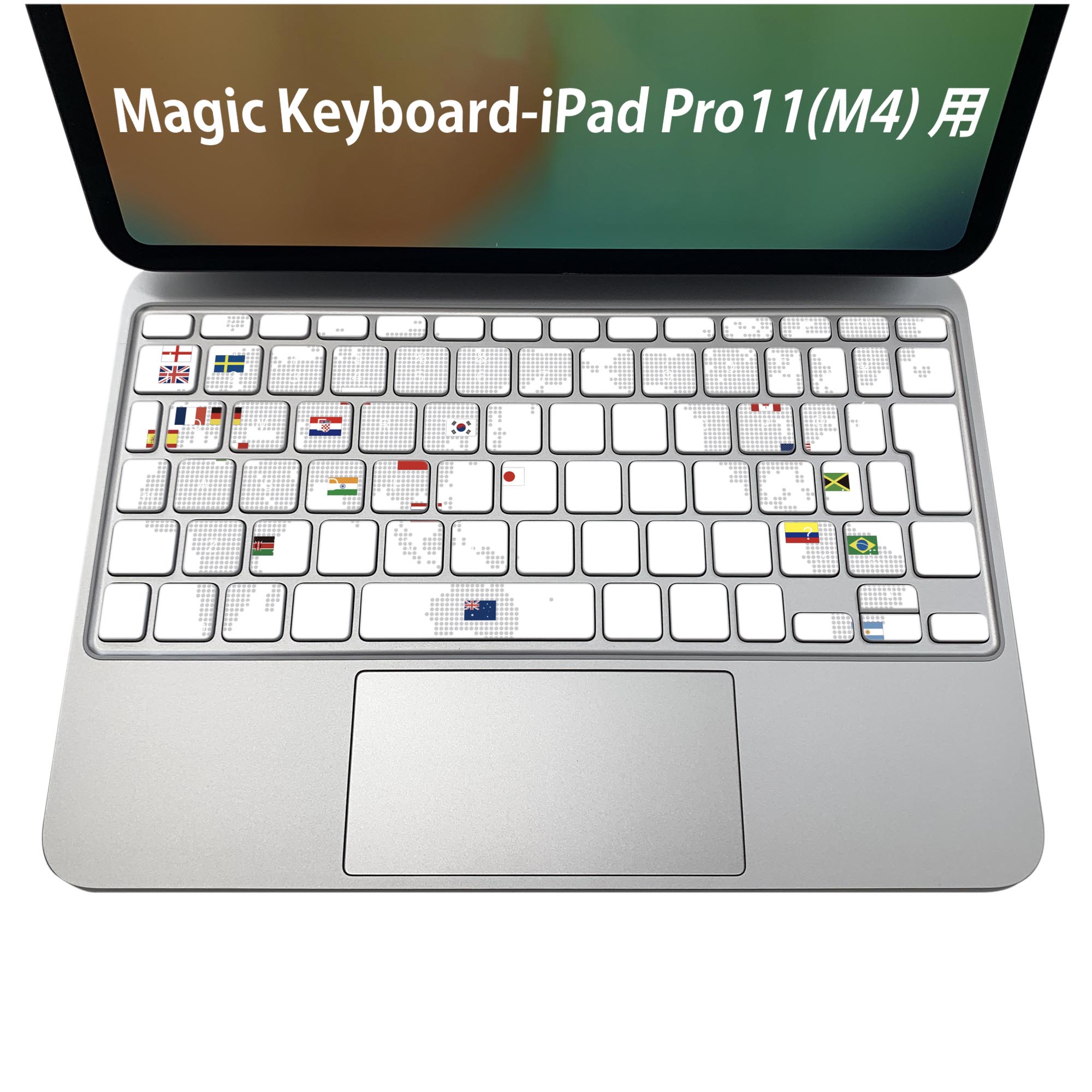 Magic Keyboard 専用 iPadPro11inch 13inch(M4) 2024 第5世代 対応 キーボード用スキンシール キートップ ステッカー アイパッド ノートパソコン アクセサリー 保護 020806 マスクデザイン 宇宙 惑星 世界地図　地図　012962