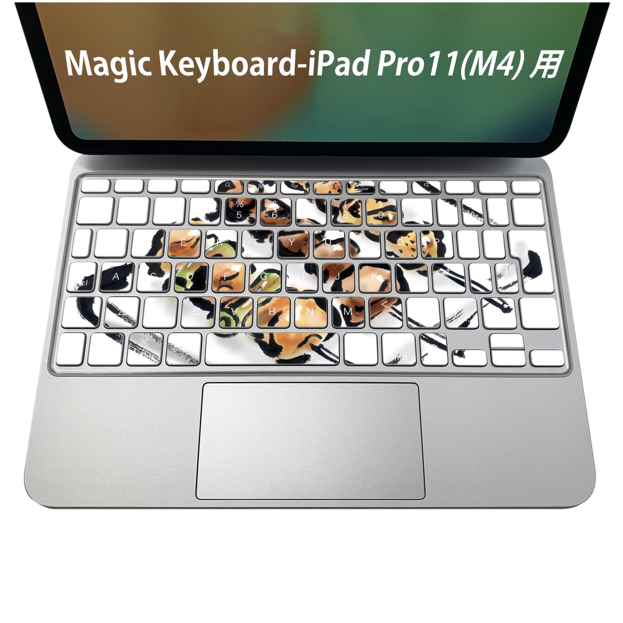 Magic Keyboard 専用 iPadPro11inch 13inch(M4) 2024 第5世代 対応 キーボード用スキンシール キートップ ステッカー アイパッド ノートパソコン アクセサリー 保護 020806 マスクデザイン 宇宙 惑星 食べ物 絵 焼き鳥 013302