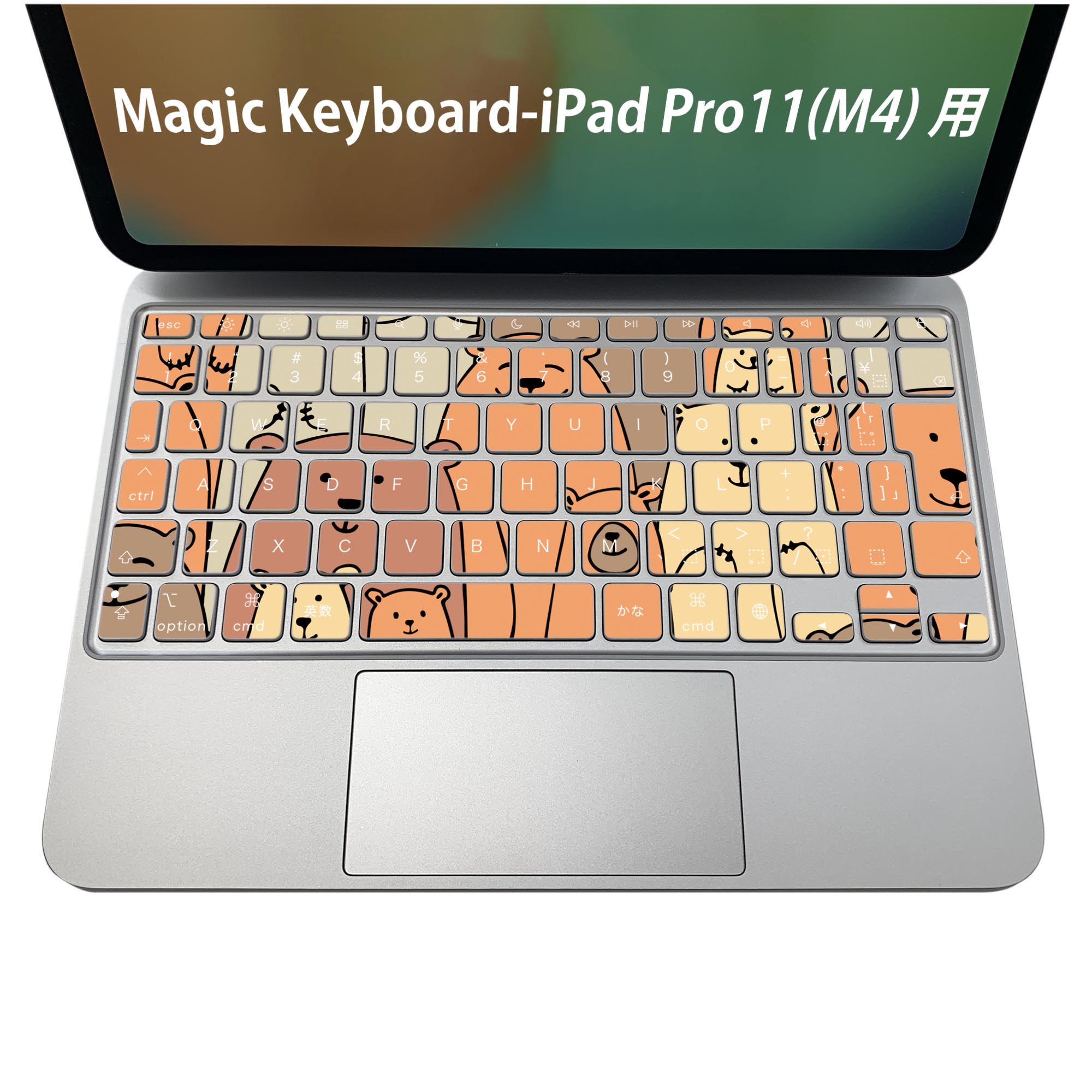 Magic Keyboard 専用 iPadPro11inch 13inch(M4) 2024 第5世代 対応 キーボード用スキンシール キートップ ステッカー アイパッド ノートパソコン アクセサリー 保護 020806 マスクデザイン 宇宙 惑星 クマ　動物　アニマル　014606