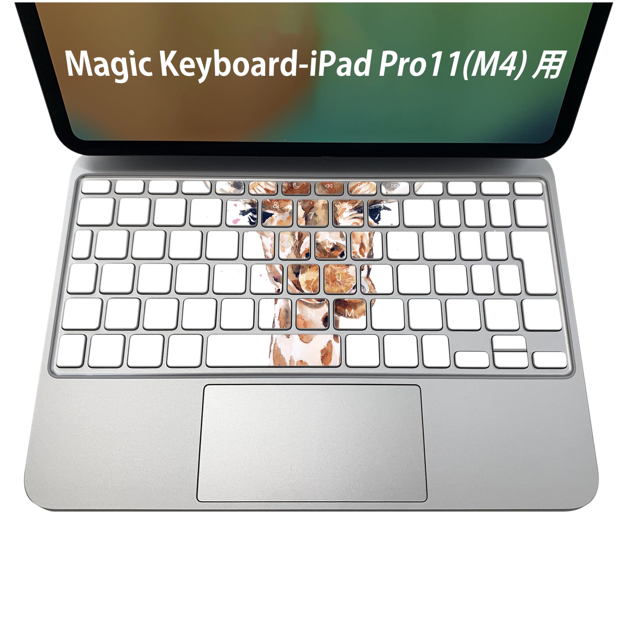 Magic Keyboard 専用 iPadPro11inch 13inch(M4) 2024 第5世代 対応 キーボード用スキンシール キートップ ステッカー アイパッド ノートパソコン アクセサリー 保護 020806 マスクデザイン 宇宙 惑星 麒麟 きりん Giraffe 動物 017749
