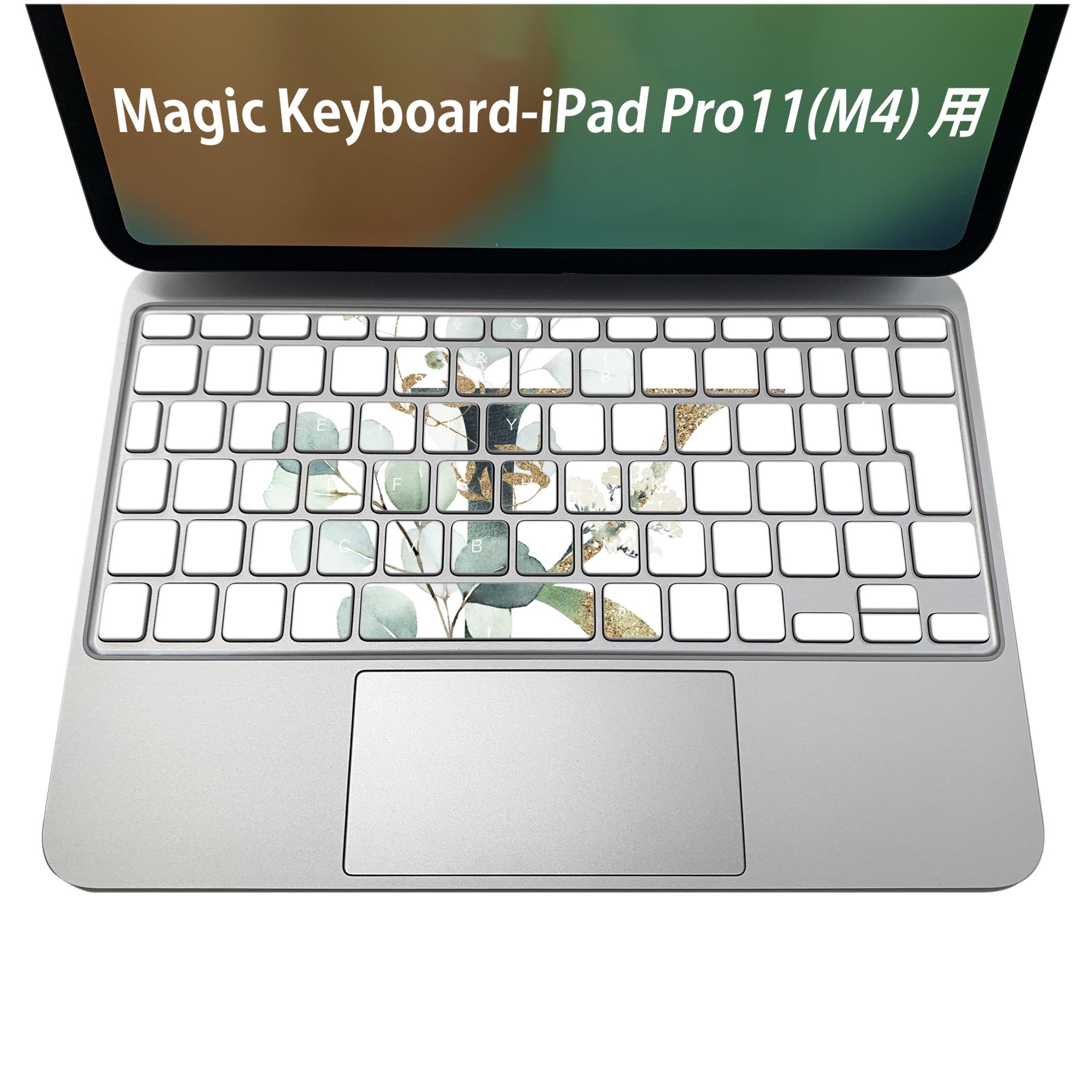 Magic Keyboard 専用 iPadPro11inch 13inch(M4) 2024 第5世代 対応 キーボード用スキンシール キートップ ステッカー アイパッド ノートパソコン アクセサリー 保護 020806 マスクデザイン 宇宙 惑星 文字 k アルファベット　019128