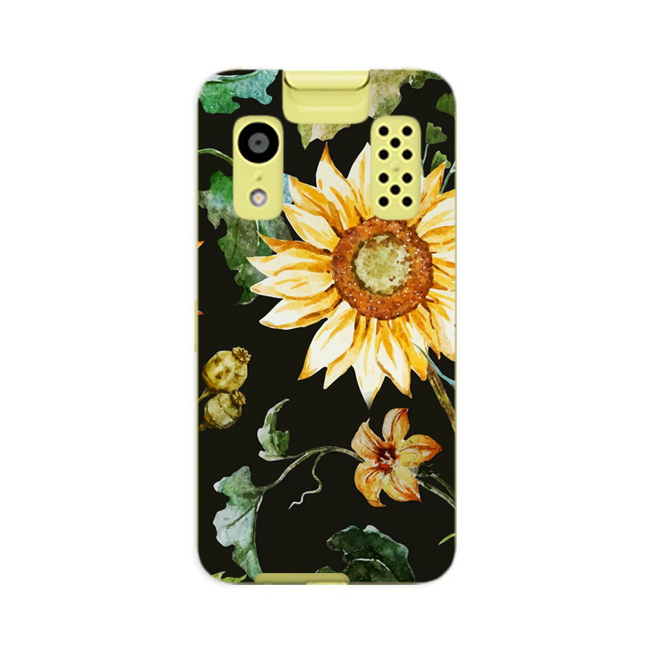 キッズケータイ KY-41C 専用 ケース ソフトケース 保護 スマホ カバー ky41c tpu ケース 012091 ひまわり 花 黒