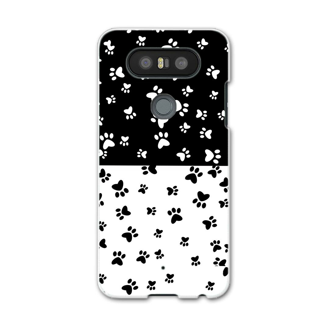 L-01J V20 PRO Electronics LGエレクトロニクス l01j docomo ドコモ スマホ カバー ケース スマホケース スマホカバー PC ハードケース 犬　足跡　バイカラー　白黒 アニマル 000128