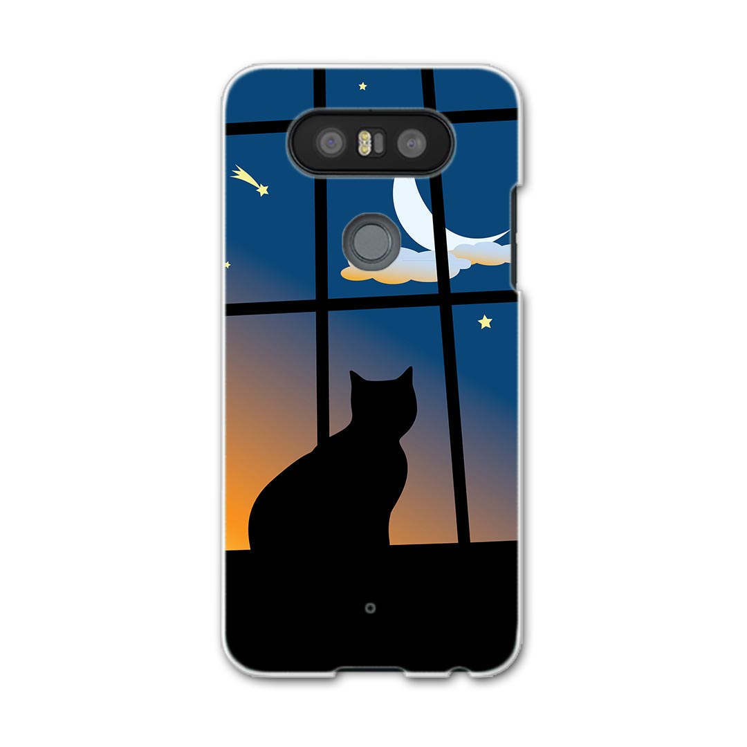 樂天商城 - L-01J V20 PRO Electronics LGエレクトロニクス l01j docomo ドコモ スマホ カバー ケース スマホケース スマホカバー PC ハードケース 猫　三日月 アニマル 001048