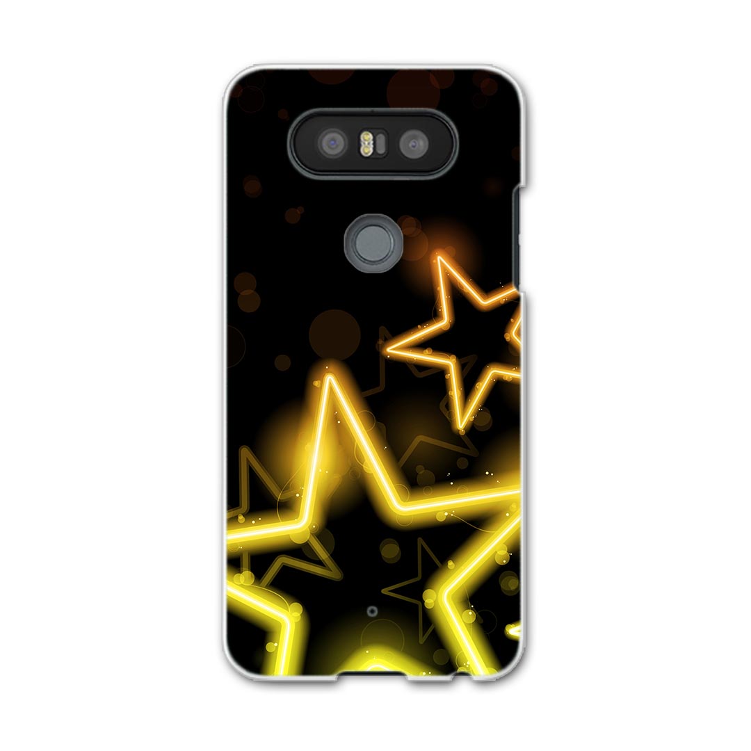 LGV34 isaiBeat イサイ ビート LG Electronics LGエレクトロニクス au エーユーlgv34 スマホ カバー ケース スマホケース スマホカバー PC ハードケース 002285 星　ネオン　黄色