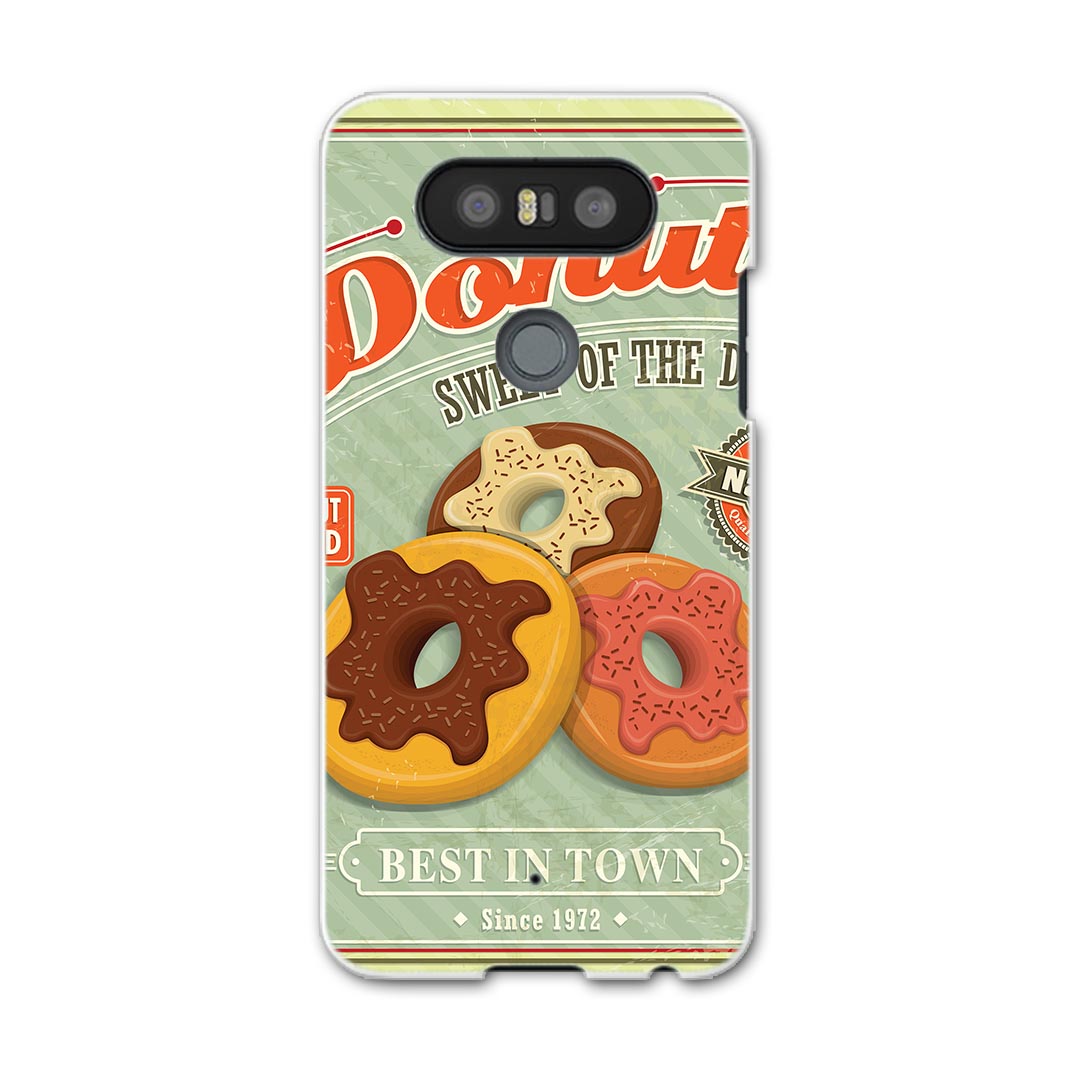 LGV34 isaiBeat イサイ ビート LG Electronics LGエレクトロニクス au エーユーlgv34 スマホ カバー ケース スマホケース スマホカバー PC ハードケース 005497 イラスト　ドーナツ　レトロ(2.0)