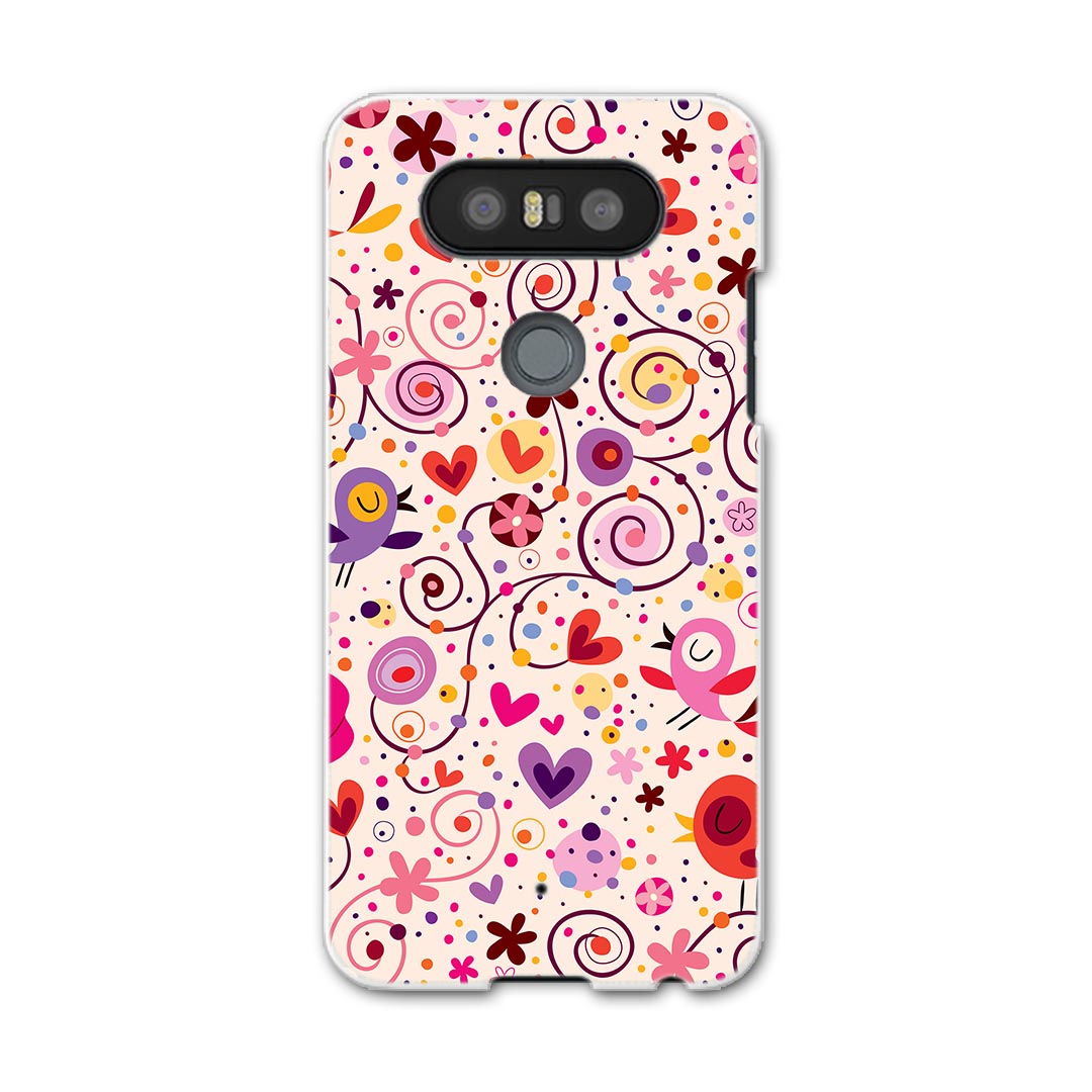 LGV34 isaiBeat イサイ ビート LG Electronics LGエレクトロニクス au エーユーlgv34 スマホ カバー ケース スマホケース スマホカバー PC ハードケース 006513 鳥　ハート　模様