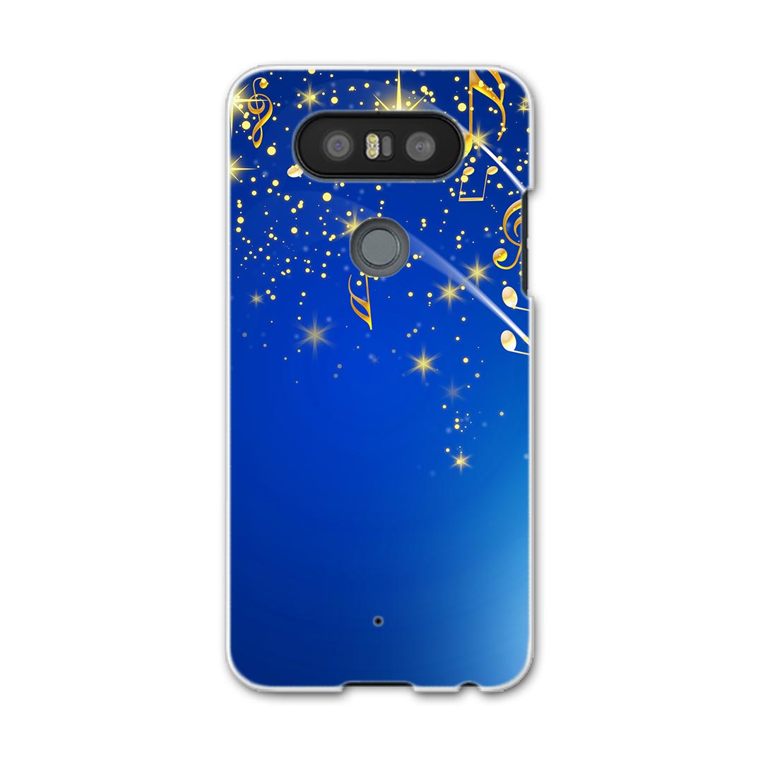 LGV34 isaiBeat イサイ ビート LG Electronics LGエレクトロニクス au エーユーlgv34 スマホ カバー ケース スマホケース スマホカバー PC ハードケース 006821 音符　青　ブルー(2.0)