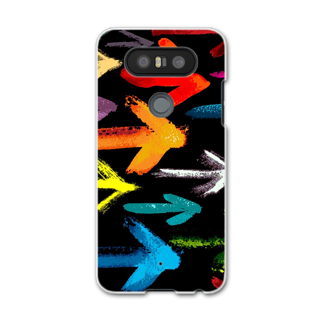 L-01J V20 PRO Electronics LGエレクトロニクス l01j docomo ドコモ スマホ カバー ケース スマホケース スマホカバー PC ハードケース カラフル　矢印　模様　黒　ブラック クール 007484