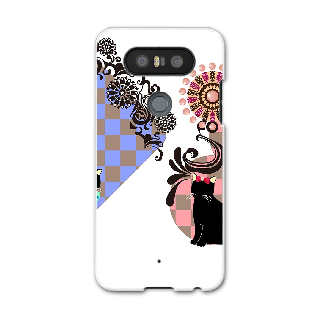LGV34 isaiBeat イサイ ビート LG Electronics LGエレクトロニクス au エーユーlgv34 スマホ カバー ケース スマホケース スマホカバー PC ハードケース 007517 チェック　猫　ネコ　市松模様