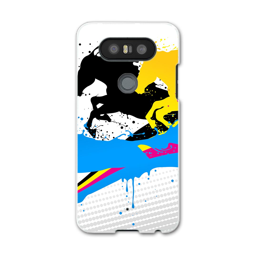 LGV34 isaiBeat イサイ ビート LG Electronics LGエレクトロニクス au エーユーlgv34 スマホ カバー ケース スマホケース スマホカバー PC ハードケース 007573 カラフル　馬　インク　ペンキ