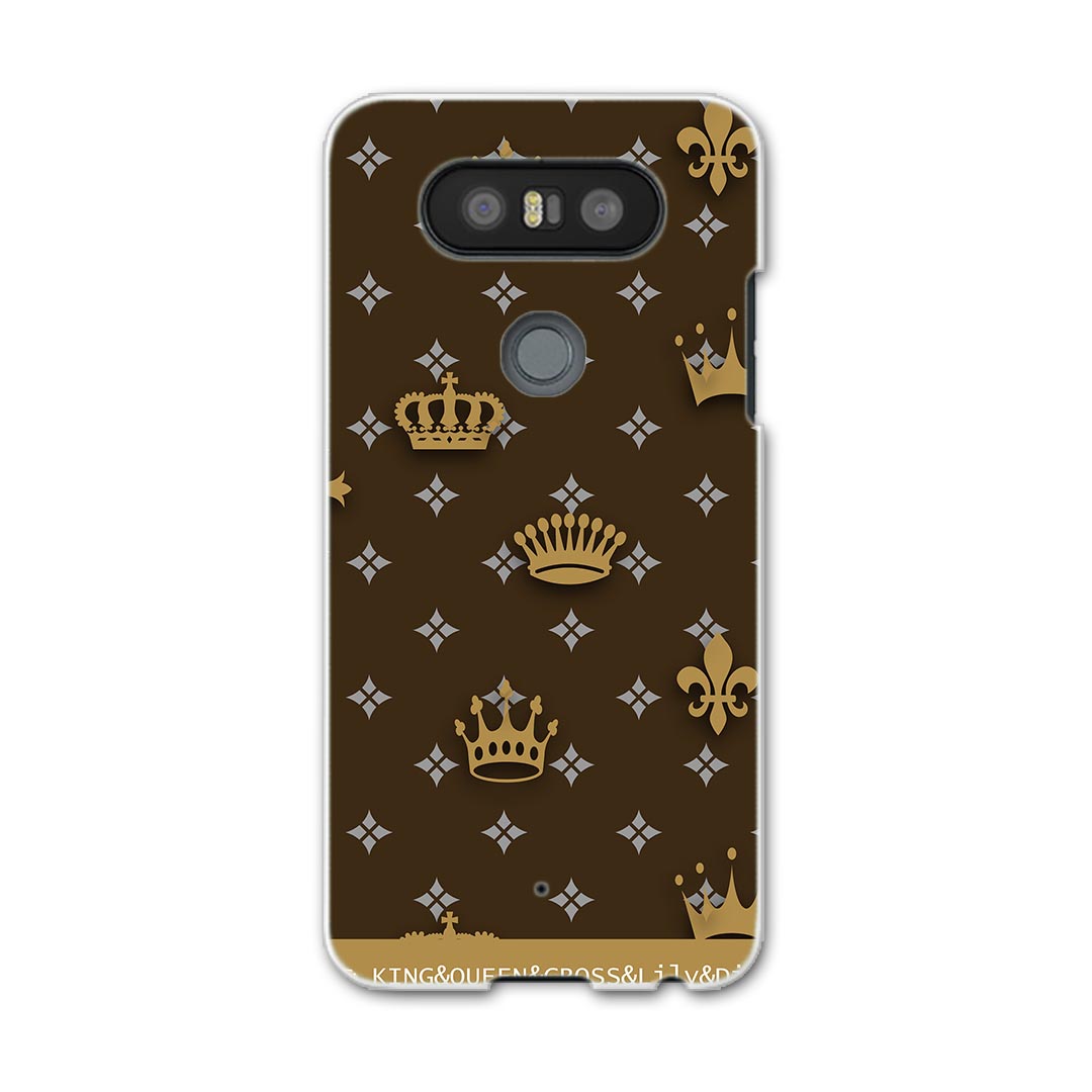 LGV34 isaiBeat イサイ ビート LG Electronics LGエレクトロニクス au エーユーlgv34 スマホ カバー ケース スマホケース スマホカバー PC ハードケース 007906 茶色　ブラウン　クラウン　王冠　模様