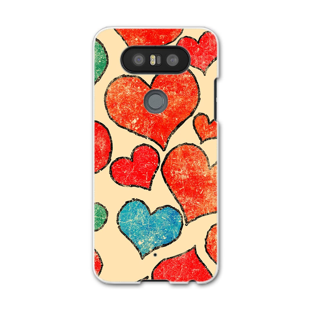 L-01J V20 PRO Electronics LGエレクトロニクス l01j docomo ドコモ スマホ カバー ケース スマホケース スマホカバー PC ハードケース 赤　レッド　ハート　模様　レトロ ラブリー 007995