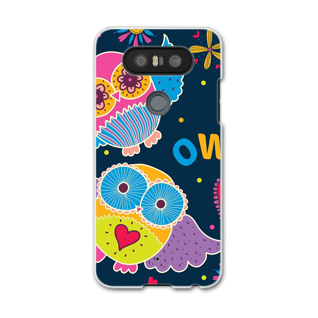 LGV34 isaiBeat イサイ ビート LG Electronics LGエレクトロニクス au エーユーlgv34 スマホ カバー ケース スマホケース スマホカバー PC ハードケース 008907 フクロウ　カラフル　イラスト