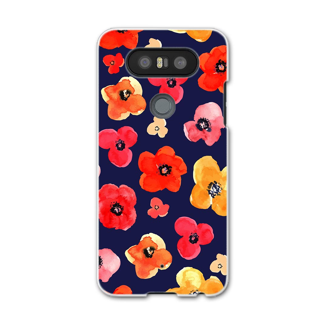 LGV34 isaiBeat イサイ ビート LG Electronics LGエレクトロニクス au エーユーlgv34 スマホ カバー ケース スマホケース スマホカバー PC ハードケース 010281 フラワー　花　赤　オレンジ
