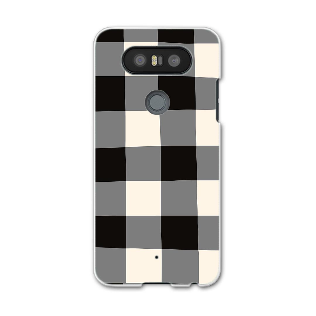 LGV34 isaiBeat イサイ ビート LG Electronics LGエレクトロニクス au エーユーlgv34 スマホ カバー ケース スマホケース スマホカバー PC ハードケース 010719 チェック　白　黒
