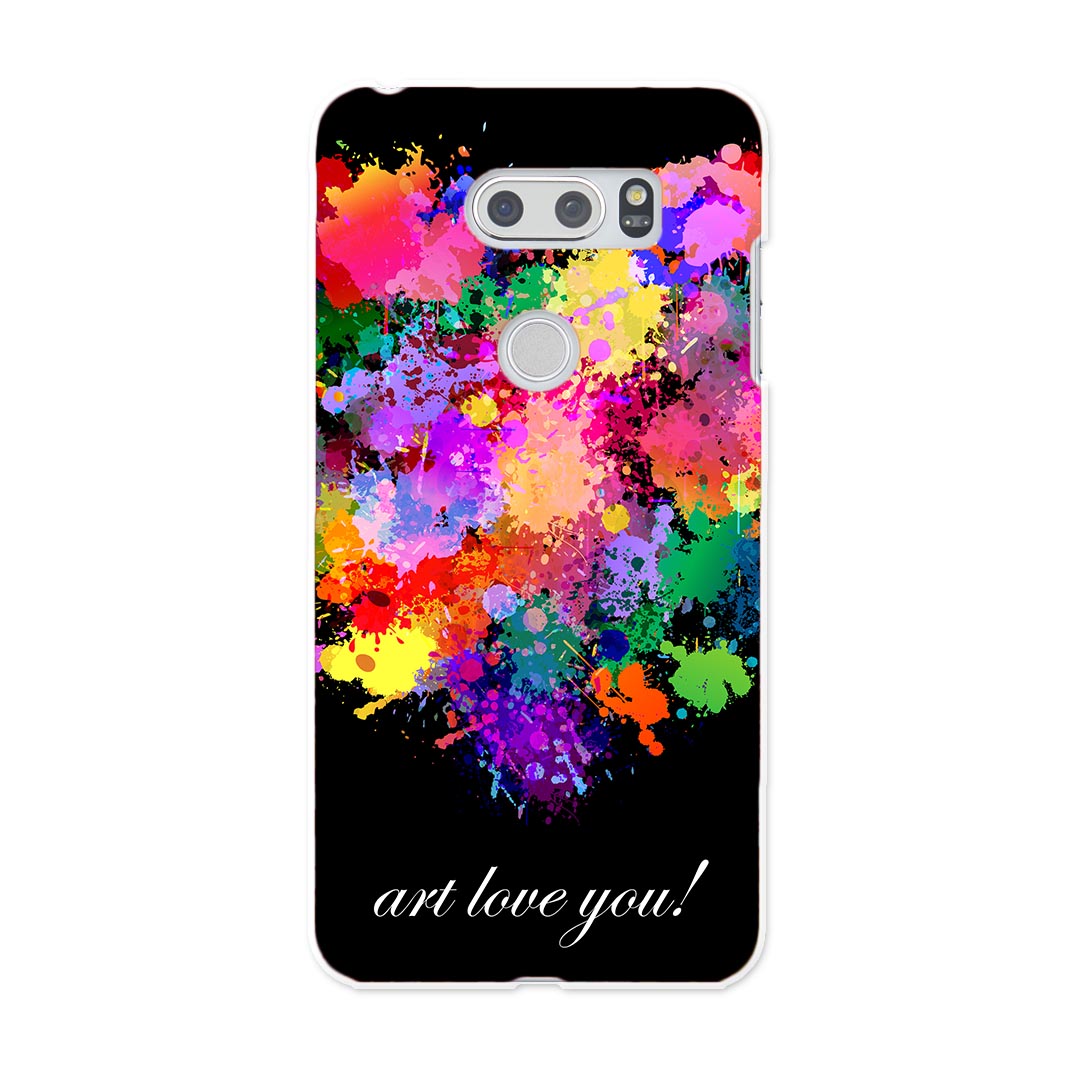 L-01K V30+ l01k docomo ドコモ スマホ カバー ケース スマホケース スマホカバー PC ハードケース ペイント　カラフル　ハート ラブリー 004561