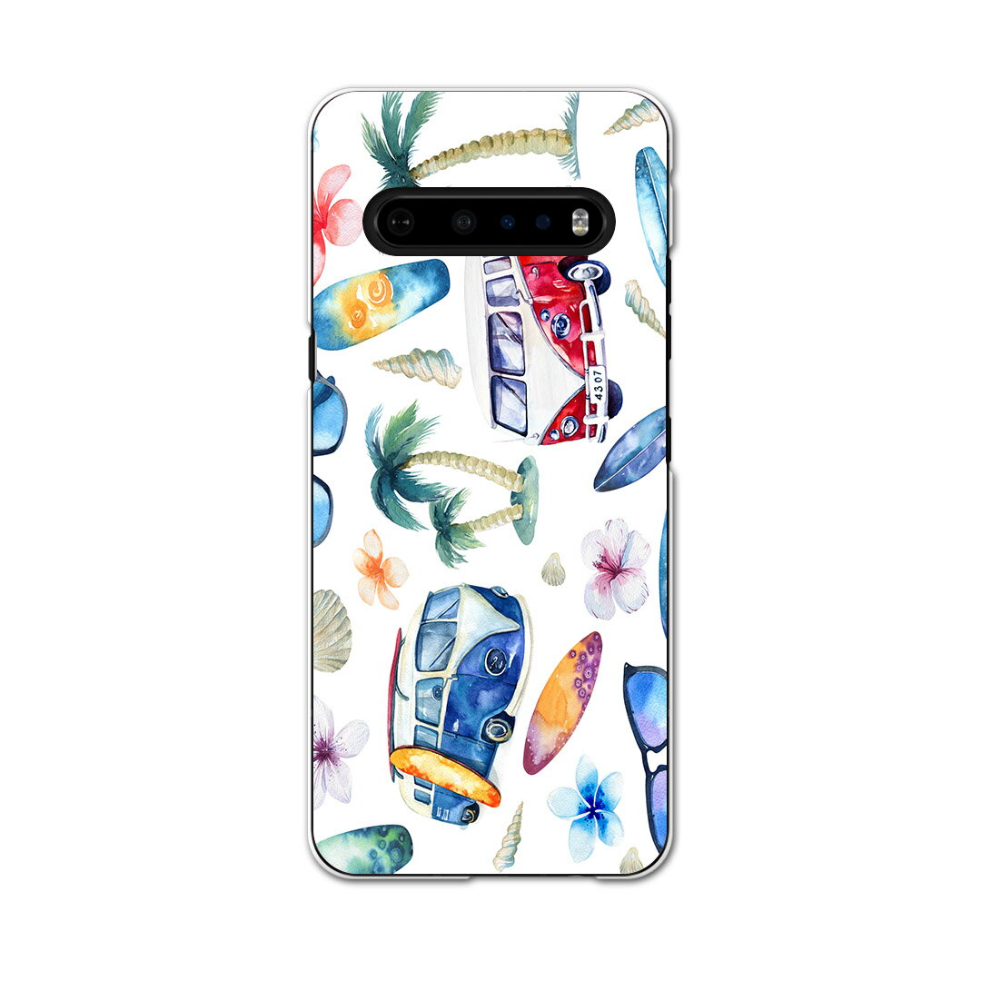 樂天商城 - LG V60 ThinQ 5G 専用 ハードケース L51A igcase スマホカバー カバー ケース pc ハードケース 014579 海　ヤシの木　サーフィン