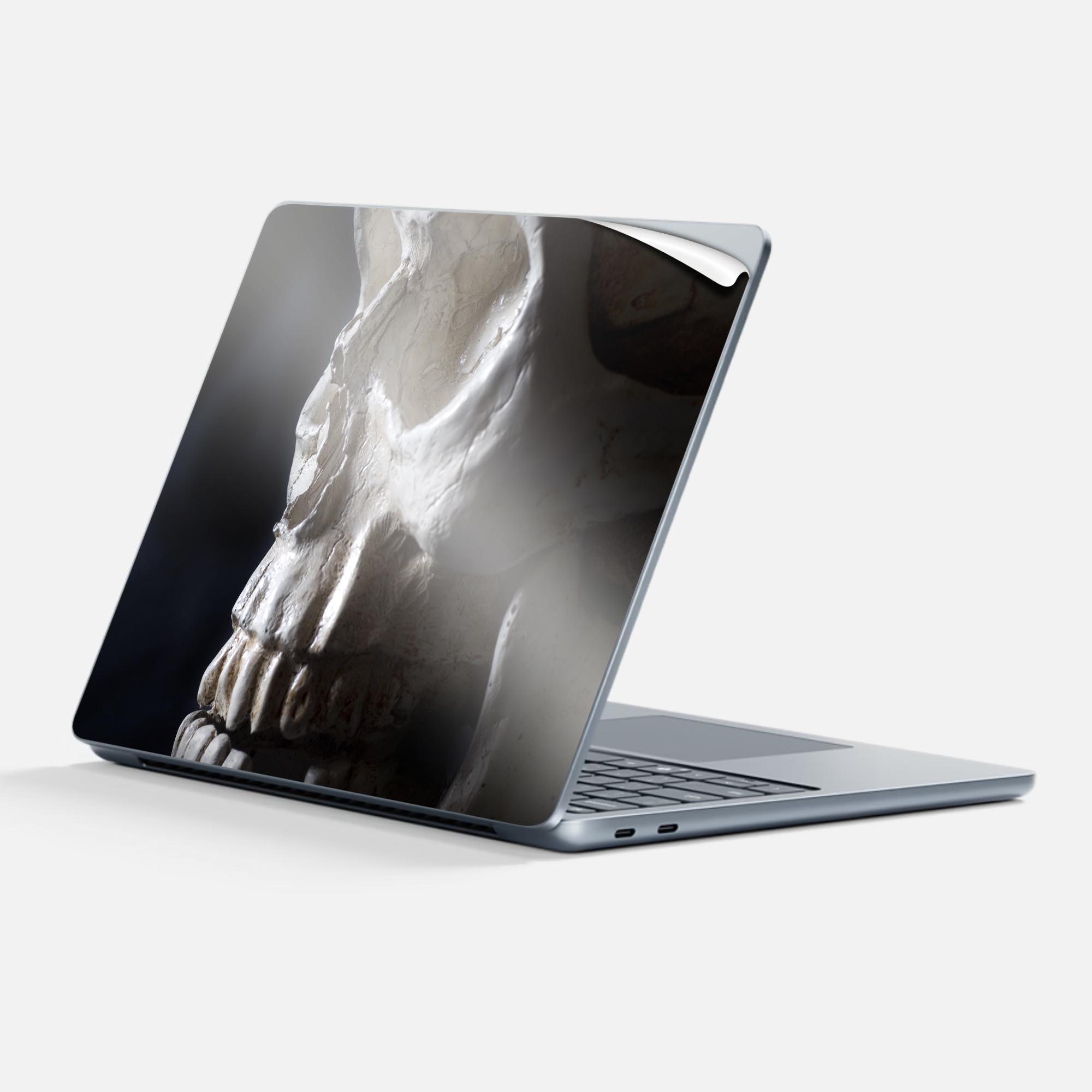Surface Laptop 第7世代 13 インチ 用 スキンシール 全面スキンシール フル 背面 底 ステッカー 保護シール キャラクター かわいい 000010 がいこつ 黒