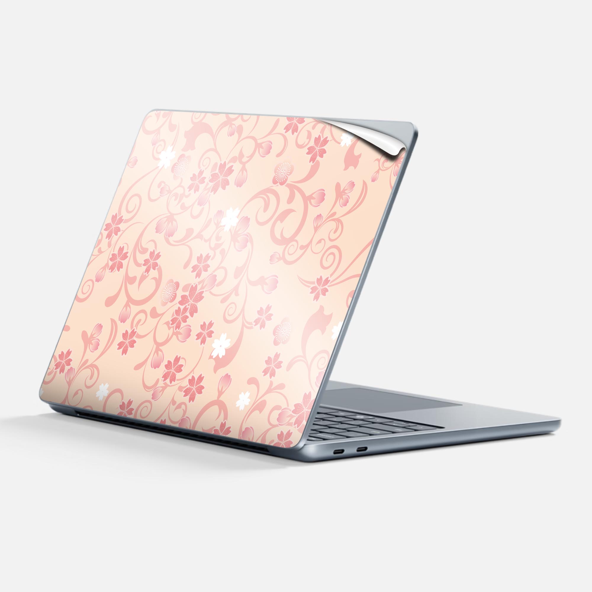 Surface Laptop 第7世代 13 インチ 用 スキンシール 全面スキンシール フル 背面 底 ステッカー 保護シール キャラクター かわいい 000126 桜 ピンク 花柄