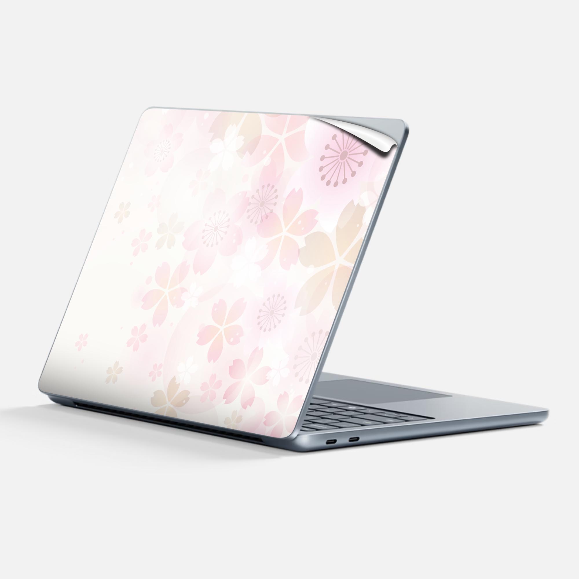 Surface Laptop 第7世代 13 インチ 用 スキンシール 全面スキンシール フル 背面 底 ステッカー 保護シール キャラクター かわいい 000179 さくら ピンク 春