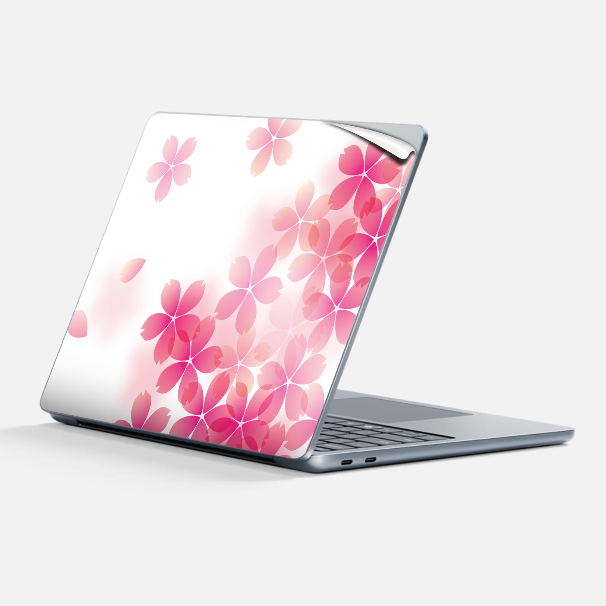 Surface Laptop 第7世代 13 インチ 用 スキンシール 全面スキンシール フル 背面 底 ステッカー 保護シール キャラクター かわいい 000257 桜 さくら ピンク