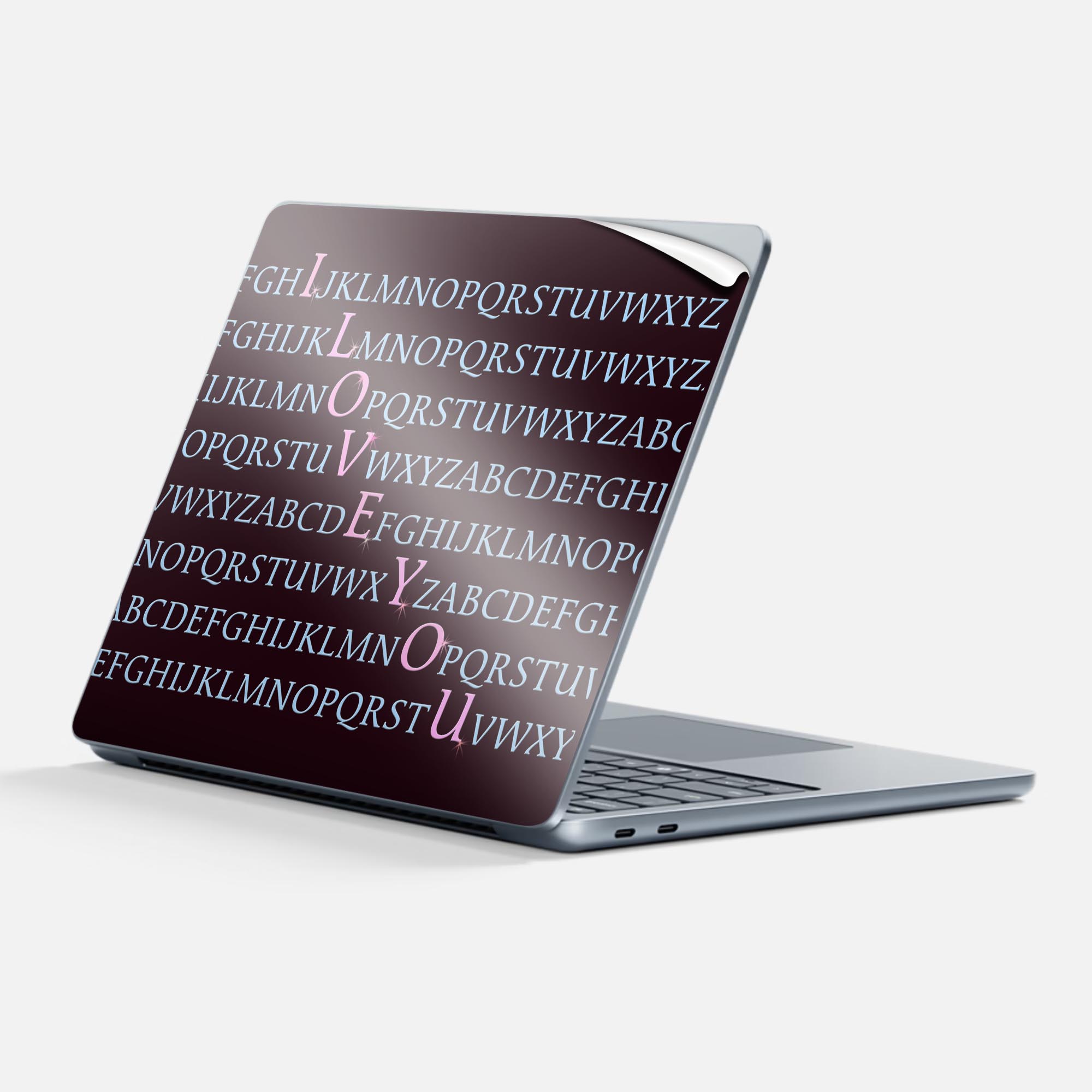 Surface Laptop 第7世代 13 インチ 用 スキンシール 全面スキンシール フル 背面 底 ステッカー 保護シール キャラクター かわいい 000428 英字 アルファベット ラブ