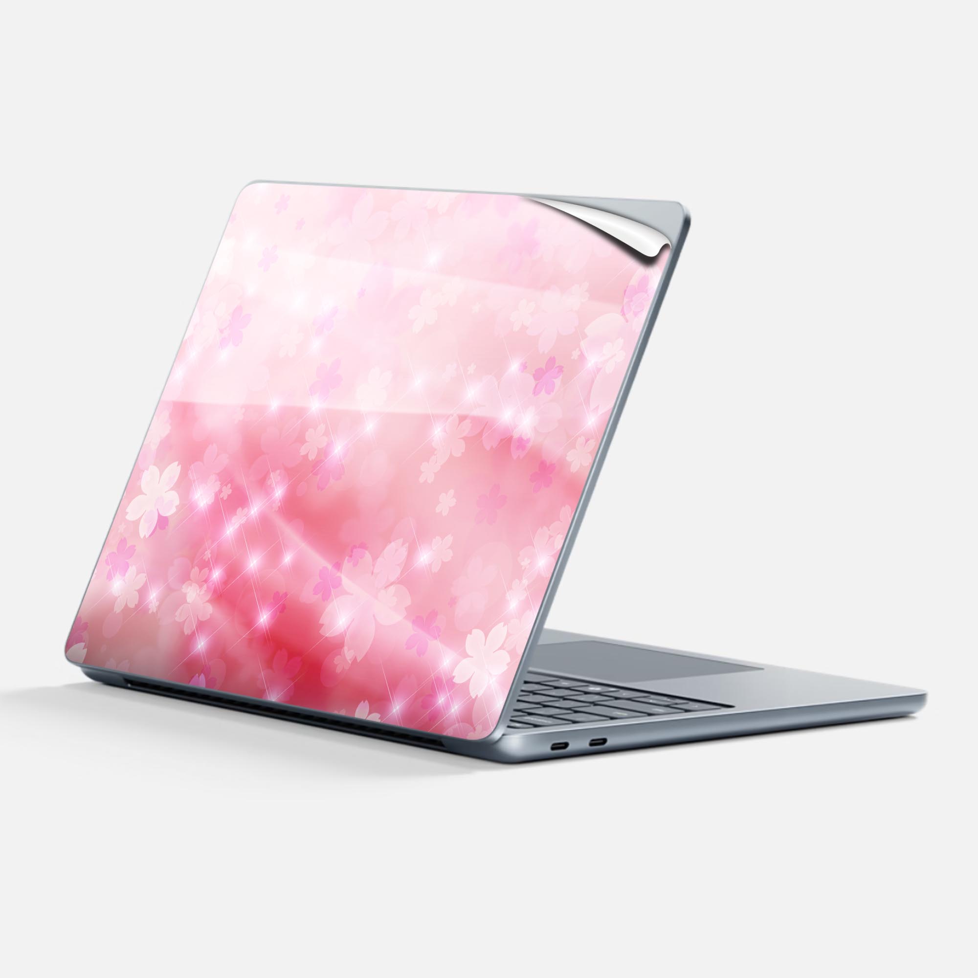 Surface Laptop 第7世代 13 インチ 用 スキンシール 全面スキンシール フル 背面 底 ステッカー 保護シール キャラクター かわいい 000817 桜 光