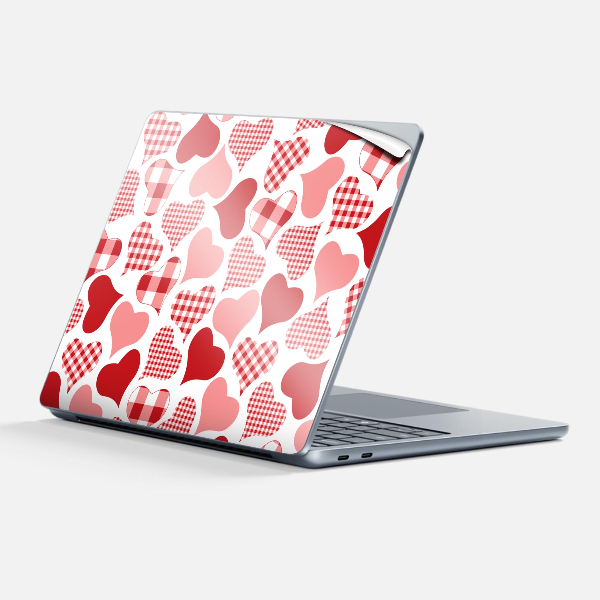 Surface Laptop 第7世代 13 インチ 用 スキンシール 全面スキンシール フル 背面 底 ステッカー 保護シール キャラクター かわいい 000831 ハート チェック