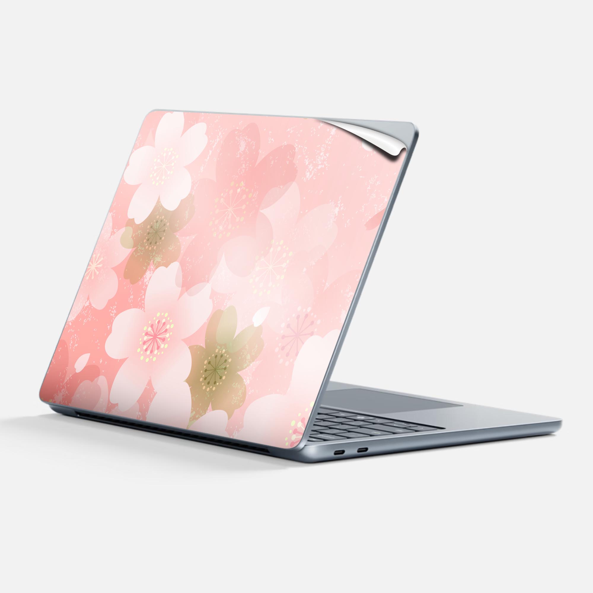 Surface Laptop 第7世代 13 インチ 用 スキンシール 全面スキンシール フル 背面 底 ステッカー 保護シール キャラクター かわいい 000987 桜 花