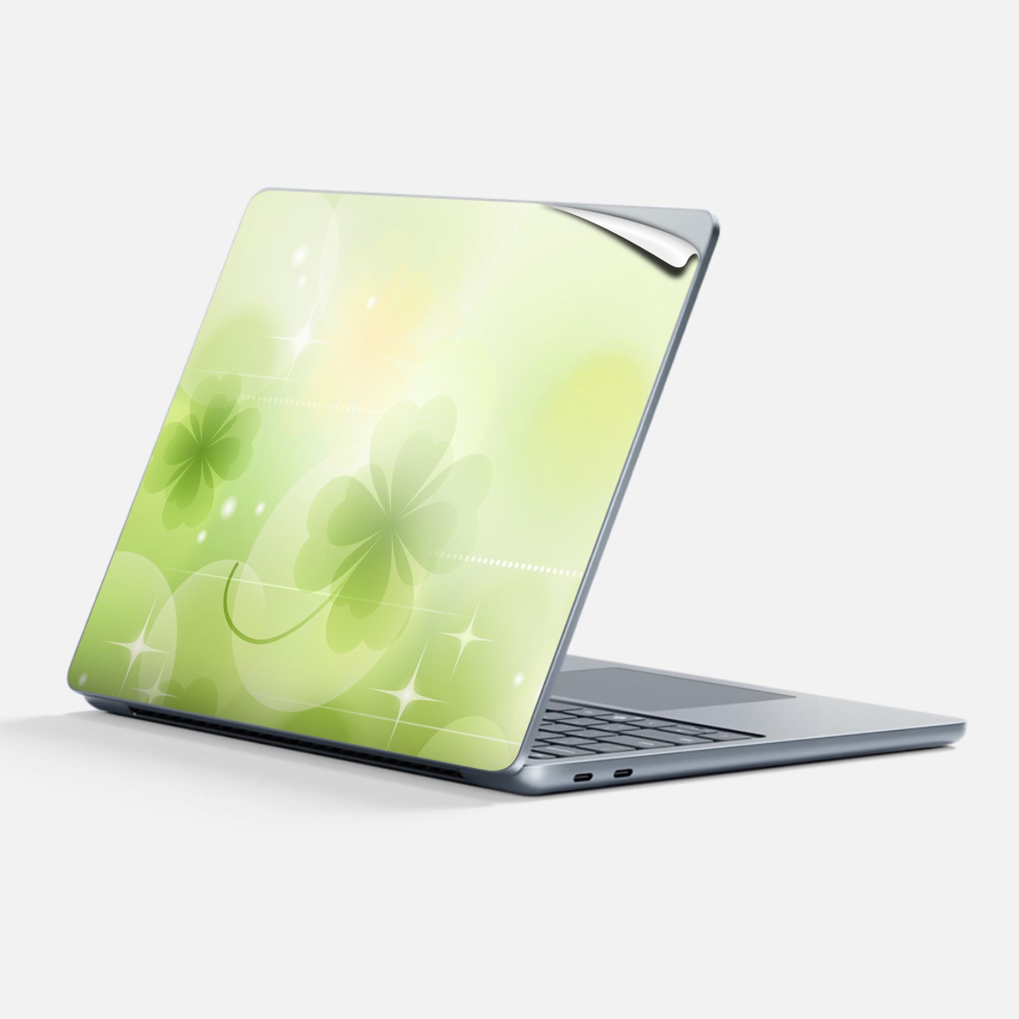 Surface Laptop 第7世代 13 インチ 用 スキンシール 全面スキンシール フル 背面 底 ステッカー 保護シール キャラクター かわいい 000991 クローバー キラキラ