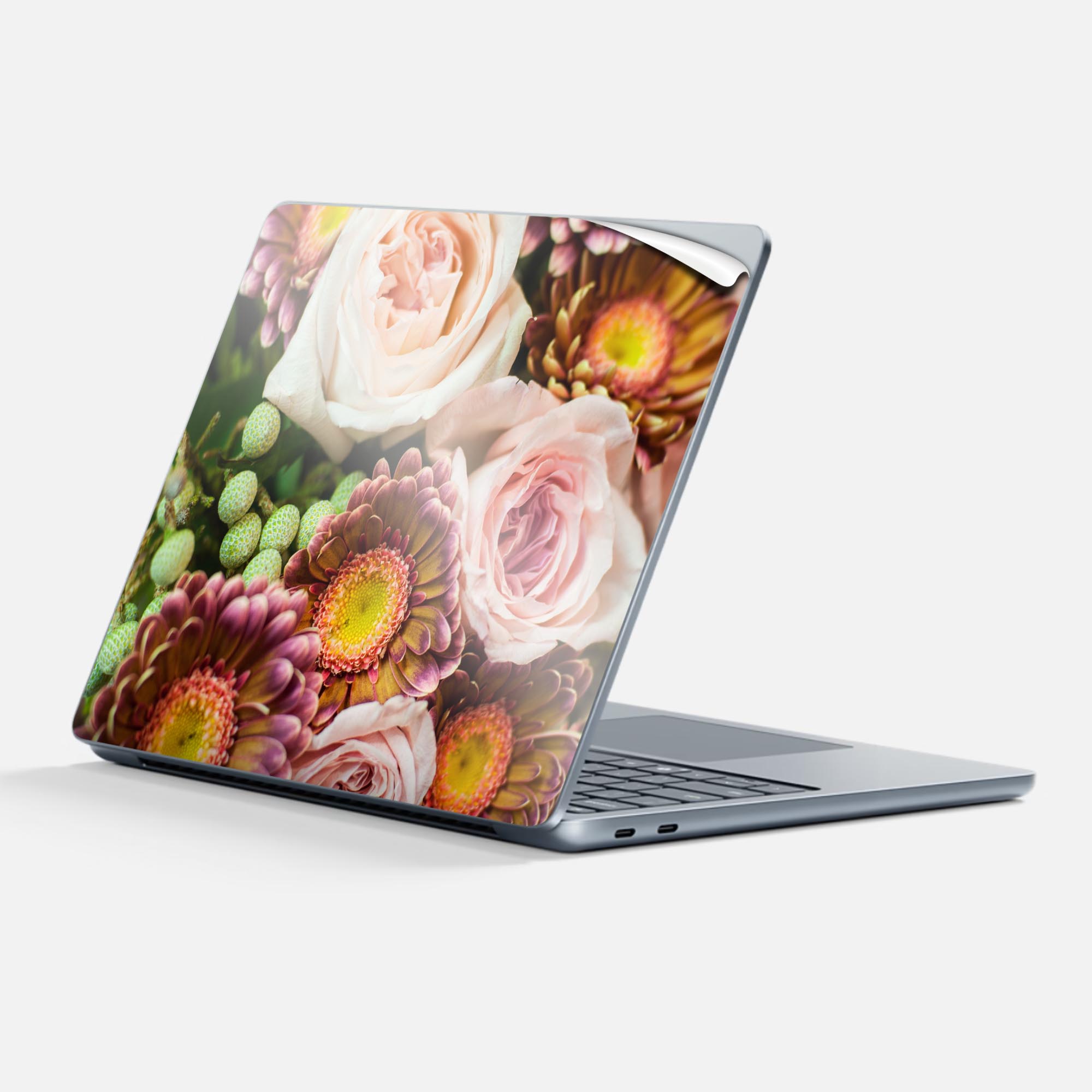 Surface Laptop 第7世代 13 インチ 用 スキンシール 全面スキンシール フル 背面 底 ステッカー 保護シール キャラクター かわいい 001001 花 薔薇