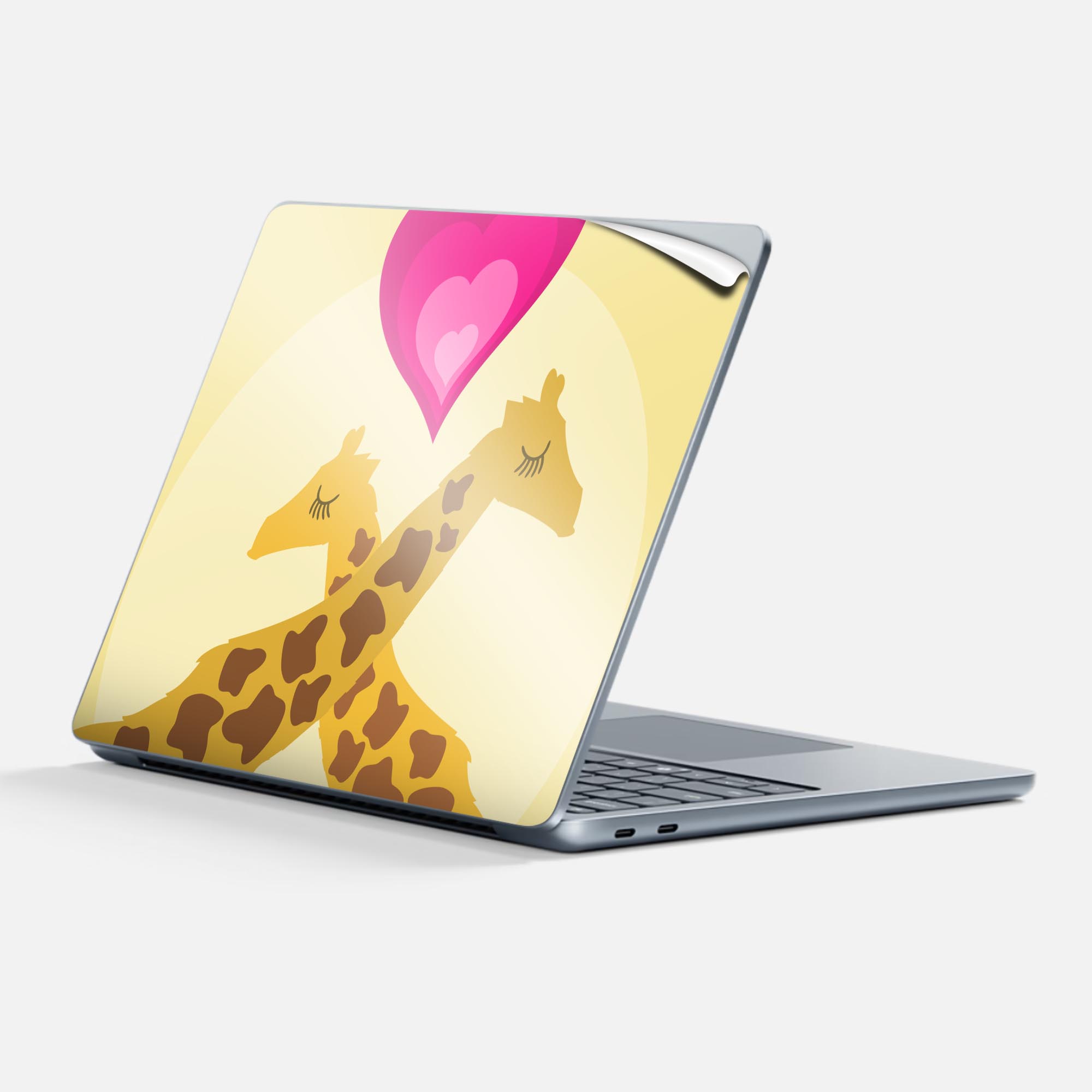 Surface Laptop 第7世代 13 インチ 用 スキンシール 全面スキンシール フル 背面 底 ステッカー 保護シール キャラクター かわいい 001148 キリン ハート