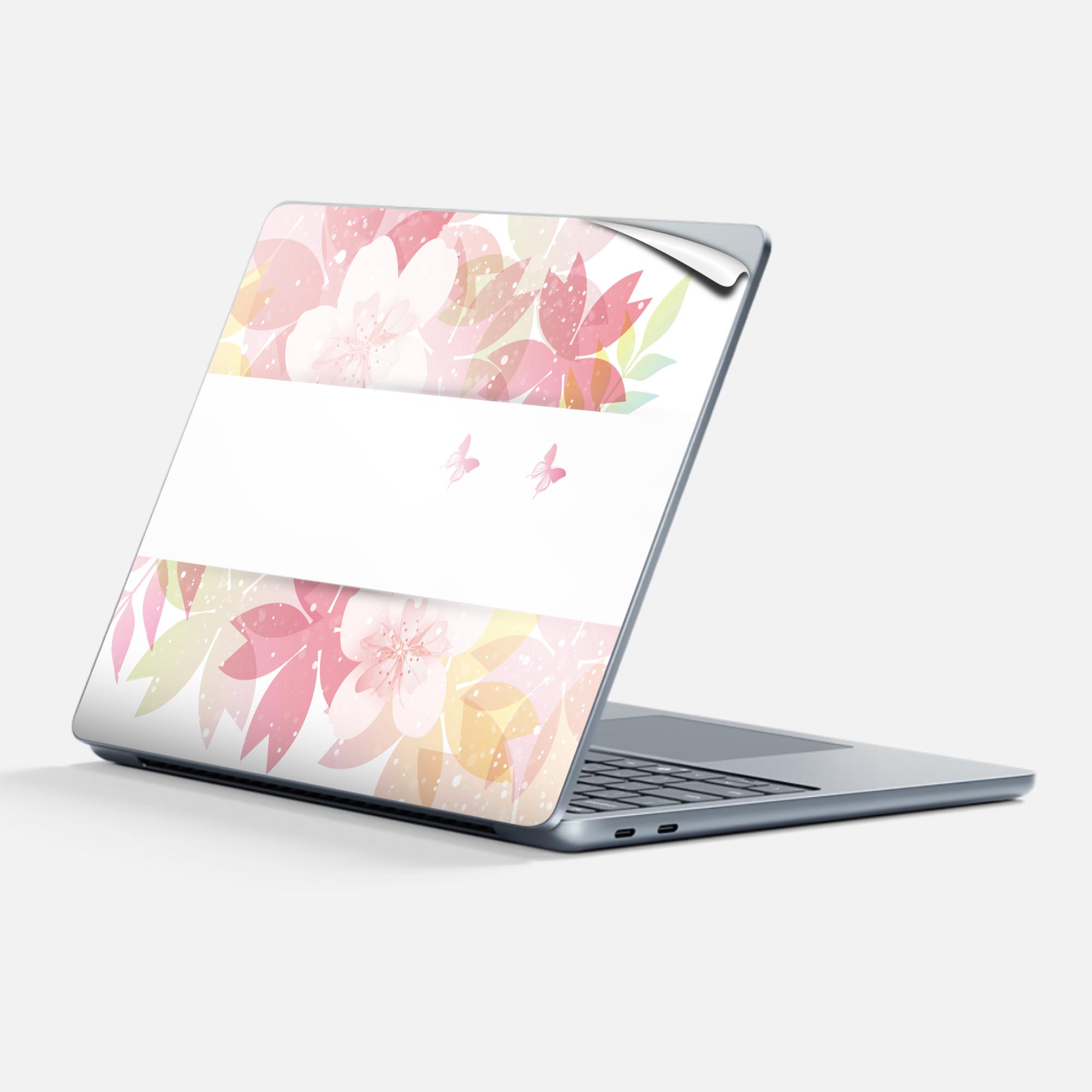Surface Laptop 第7世代 13 インチ 用 スキンシール 全面スキンシール フル 背面 底 ステッカー 保護シール キャラクター かわいい 001192 桜 花 ピンク