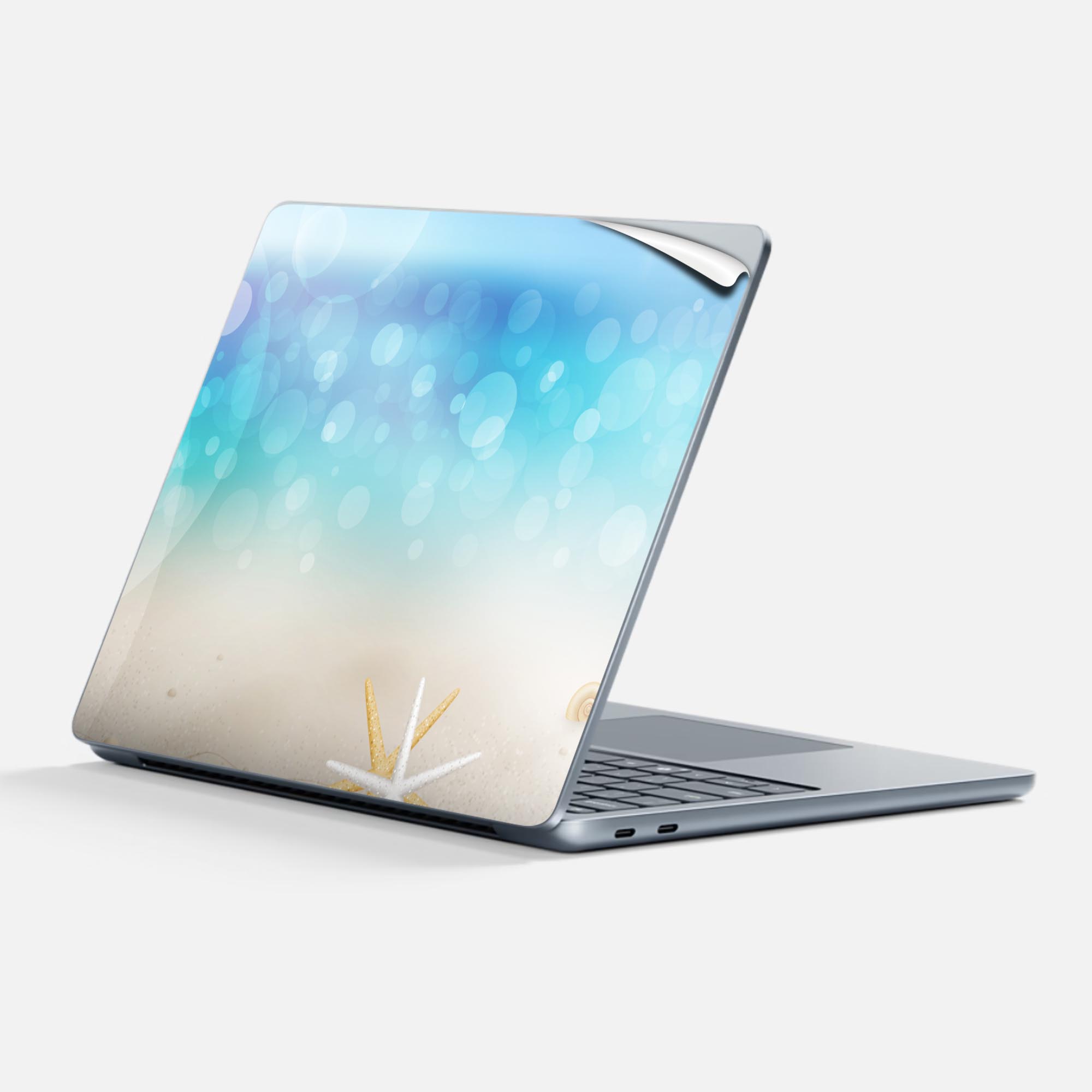 Surface Laptop 第7世代 13 インチ 用 スキンシール 全面スキンシール フル 背面 底 ステッカー 保護シール キャラクター かわいい 001364 砂浜 太陽