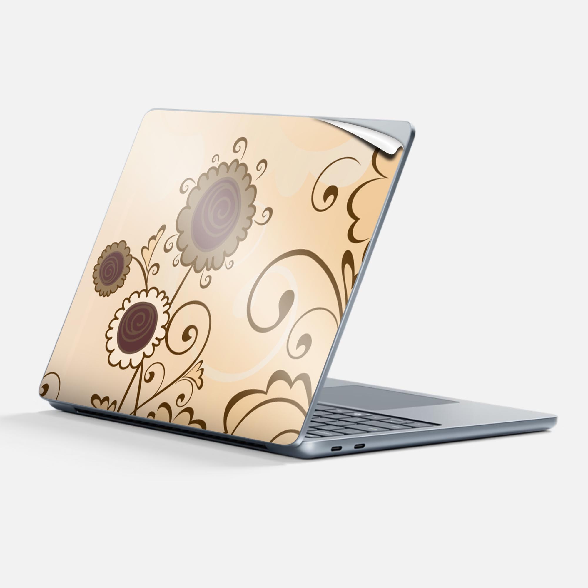 樂天商城 - Surface Laptop 第7世代 13 インチ 用 スキンシール 全面スキンシール フル 背面 底 ステッカー 保護シール キャラクター かわいい 001884 花 レトロ