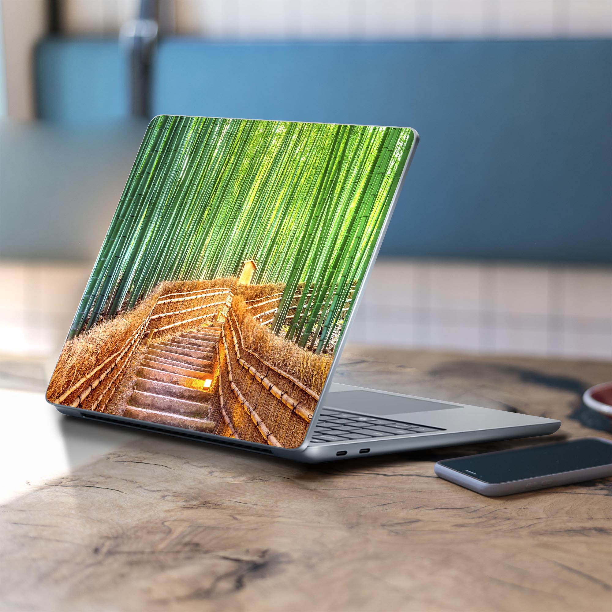 Surface Laptop 第7世代 13 インチ 用 スキンシール 全面スキンシール フル 背面 底 ステッカー 保護シール キャラクター かわいい 033570 竹林 和風