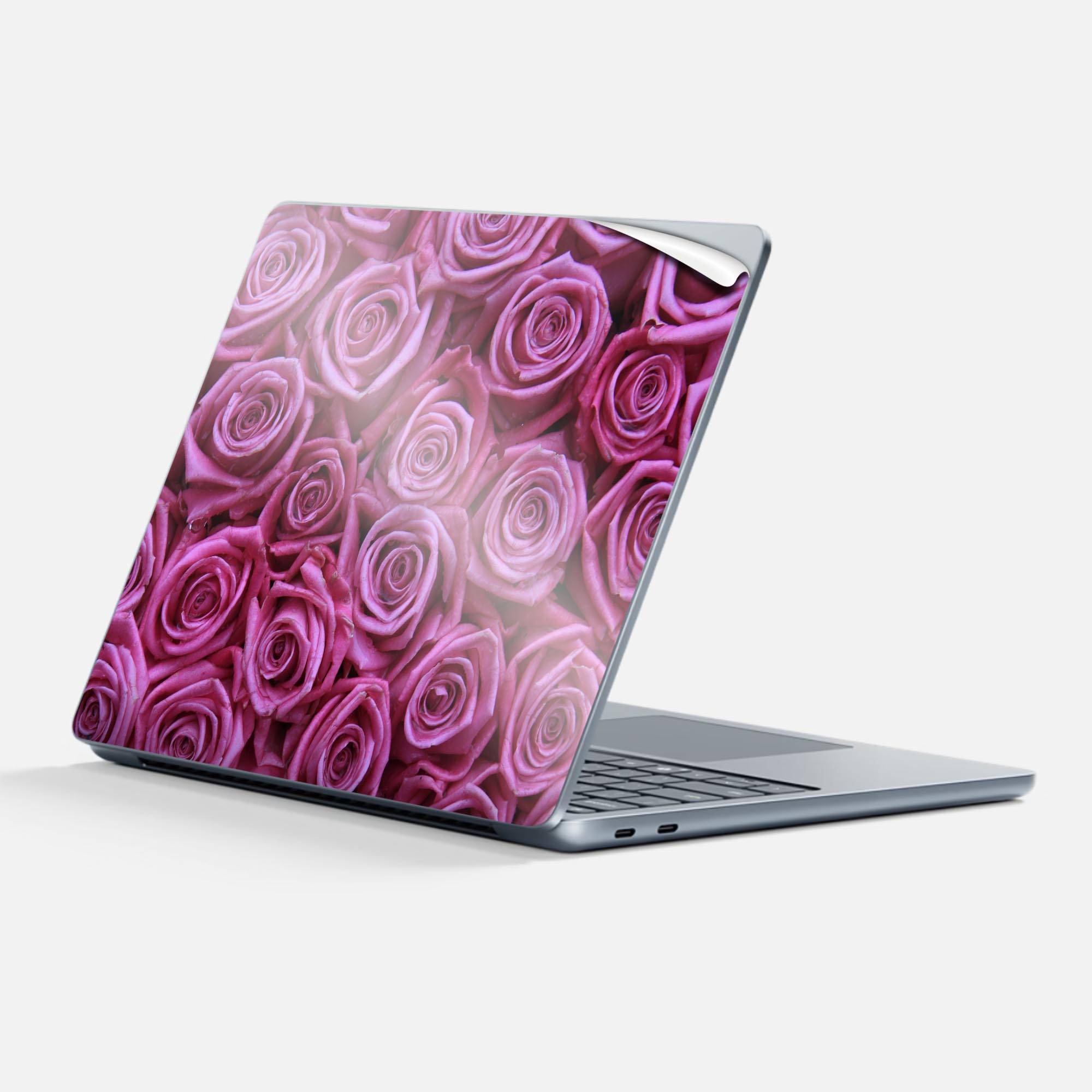 Surface Laptop 第7世代 13 インチ 用 スキンシール 全面スキンシール フル 背面 底 ステッカー 保護シール キャラクター かわいい 005129 薔薇 紫 写真