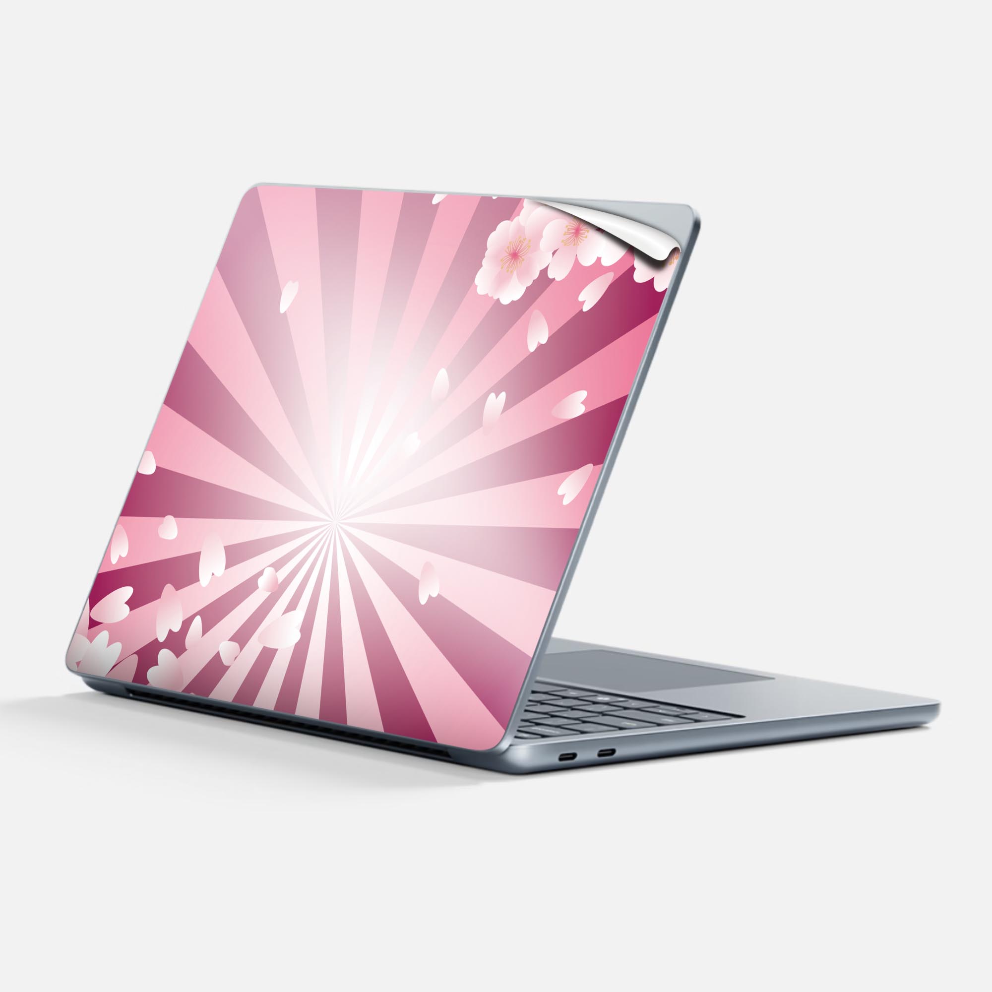 Surface Laptop 第7世代 13 インチ 用 スキンシール 全面スキンシール フル 背面 底 ステッカー 保護シール キャラクター かわいい 005146 桜 ピンク イラスト