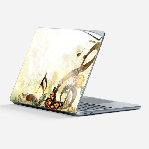 Surface Laptop 第7世代 13 インチ 用 スキンシール 全面スキンシール フル 背面 底 ステッカー 保護シール キャラクター かわいい 005254 音楽 蝶 イラスト Surface Laptop 第7世代 13 インチ 用 スキンシール 全面スキンシール フル 背面 底 ステッカー 保護シール キャラクター かわいい 005254 音楽 蝶 イラスト