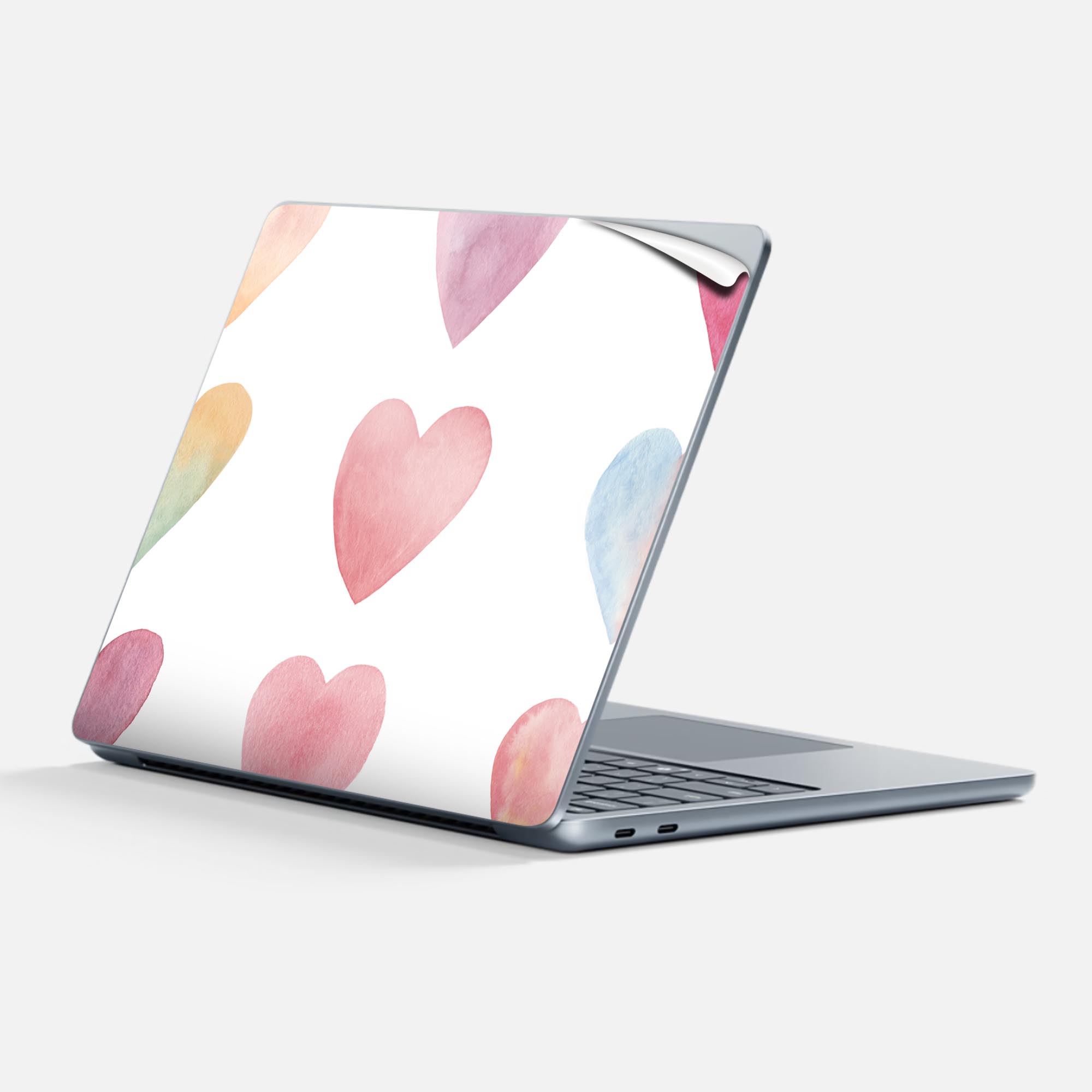 Surface Laptop 第7世代 13 インチ 用 スキンシール 全面スキンシール フル 背面 底 ステッカー 保護シール キャラクター かわいい 005266 ハート 色彩 シンプル