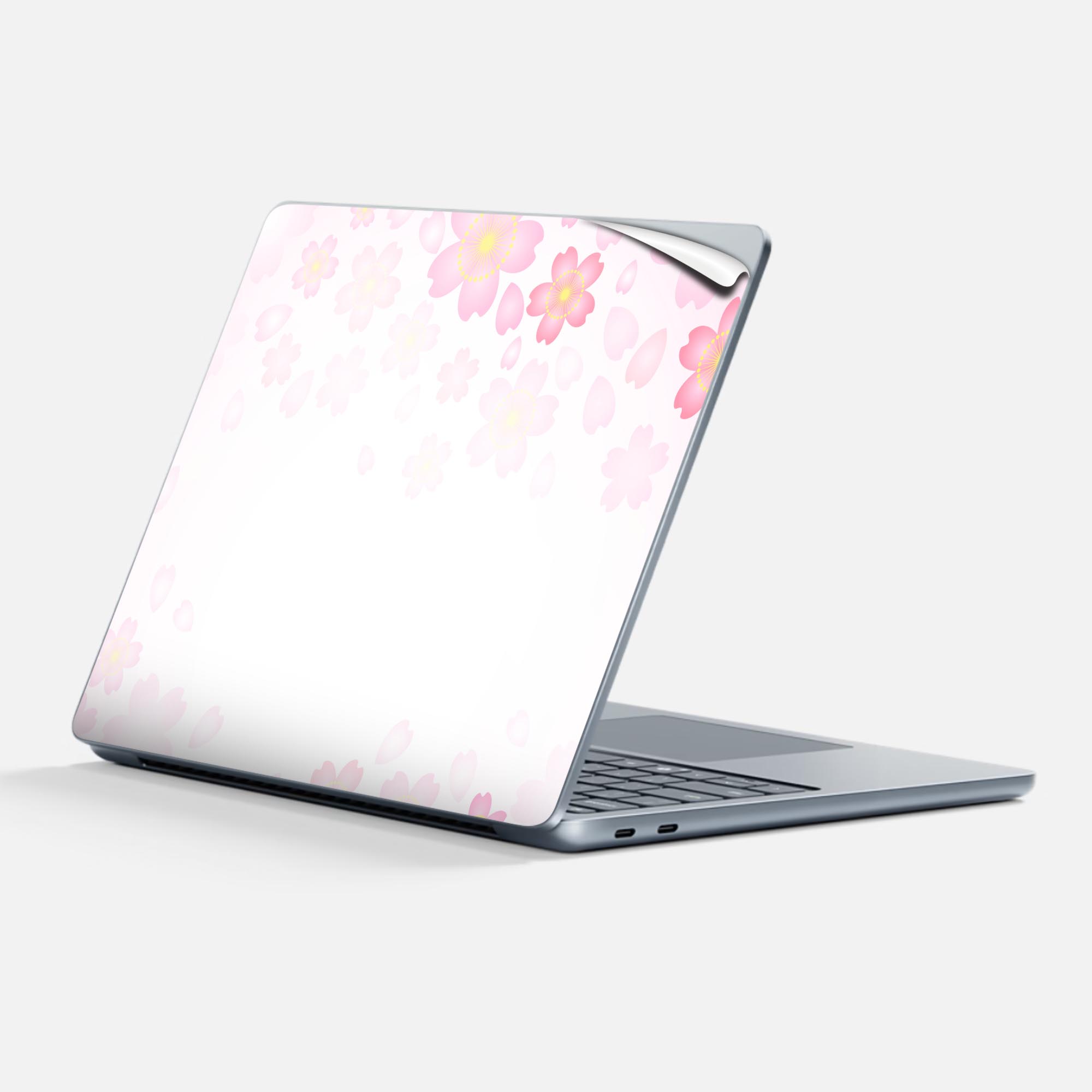 Surface Laptop 第7世代 13 インチ 用 スキンシール 全面スキンシール フル 背面 底 ステッカー 保護シール キャラクター かわいい 005307 桜 ピンク イラスト