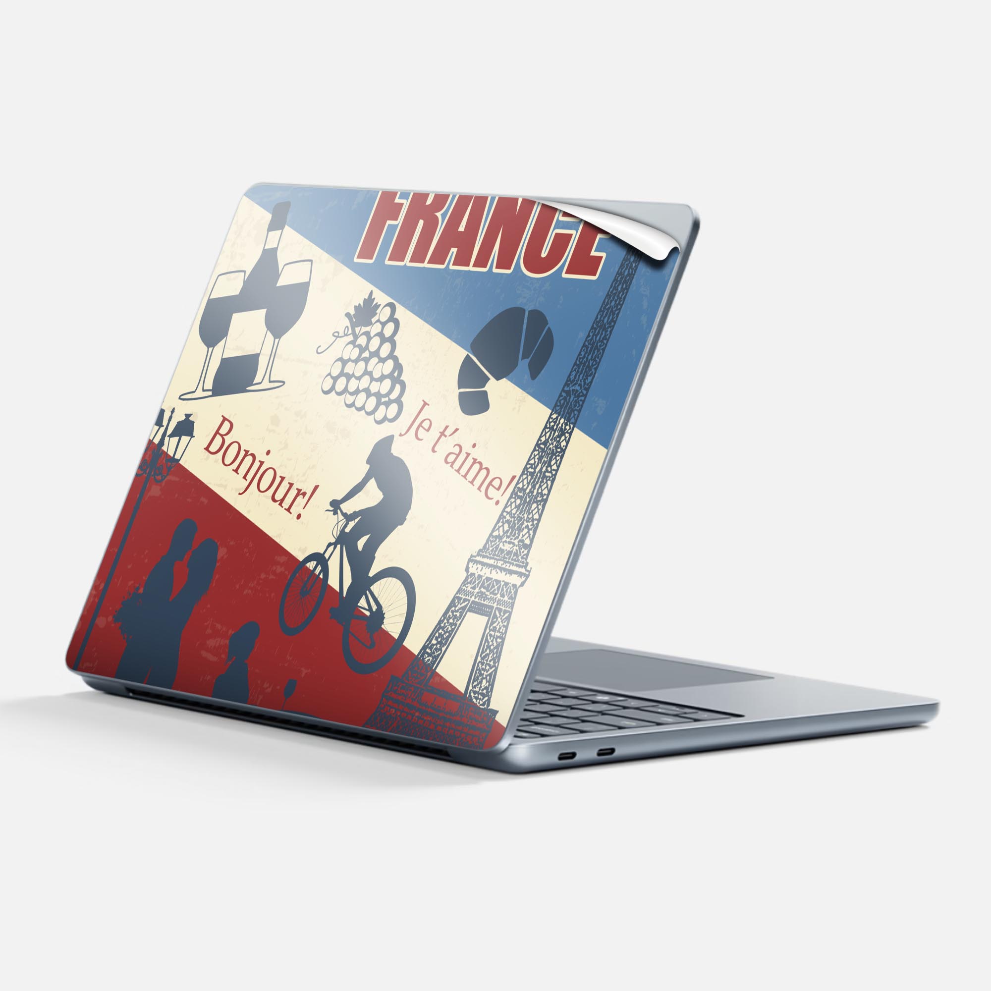 Surface Laptop 第7世代 13 インチ 用 スキンシール 全面スキンシール フル 背面 底 ステッカー 保護シール キャラクター かわいい 006229 フランス 人物