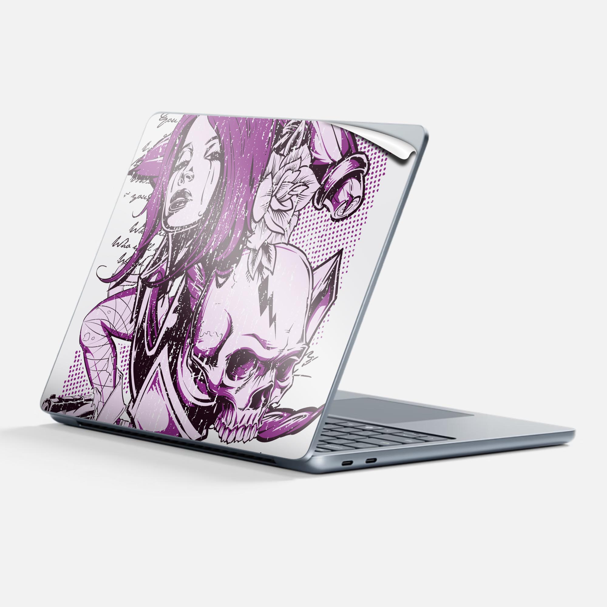 Surface Laptop 第7世代 13 インチ 用 スキンシール 全面スキンシール フル 背面 底 ステッカー 保護シール キャラクター かわいい 006458 人物 ドクロ 骸骨