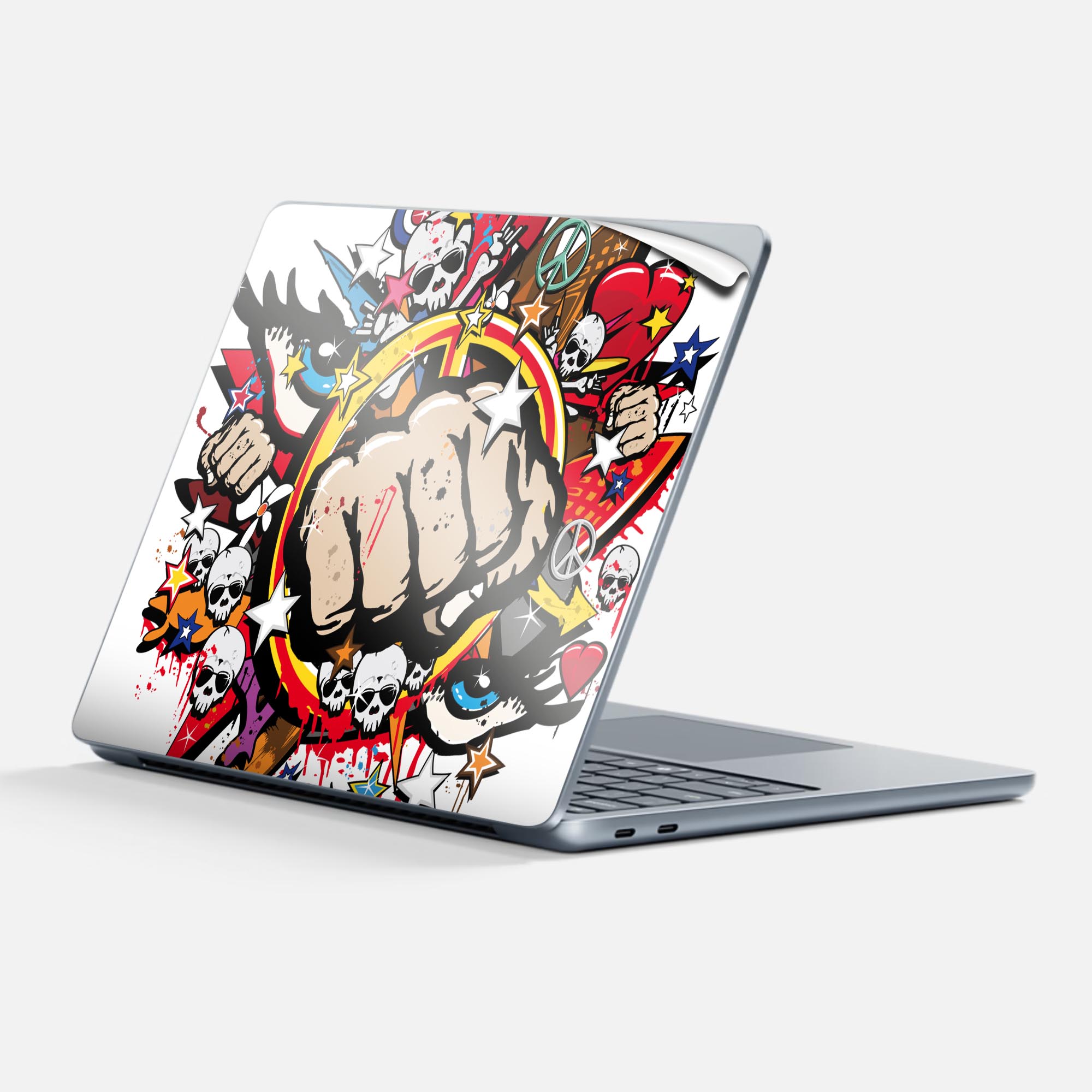 Surface Laptop 第7世代 13 インチ 用 スキンシール 全面スキンシール フル 背面 底 ステッカー 保護シール キャラクター かわいい 007660 骸骨 ドクロ イラスト