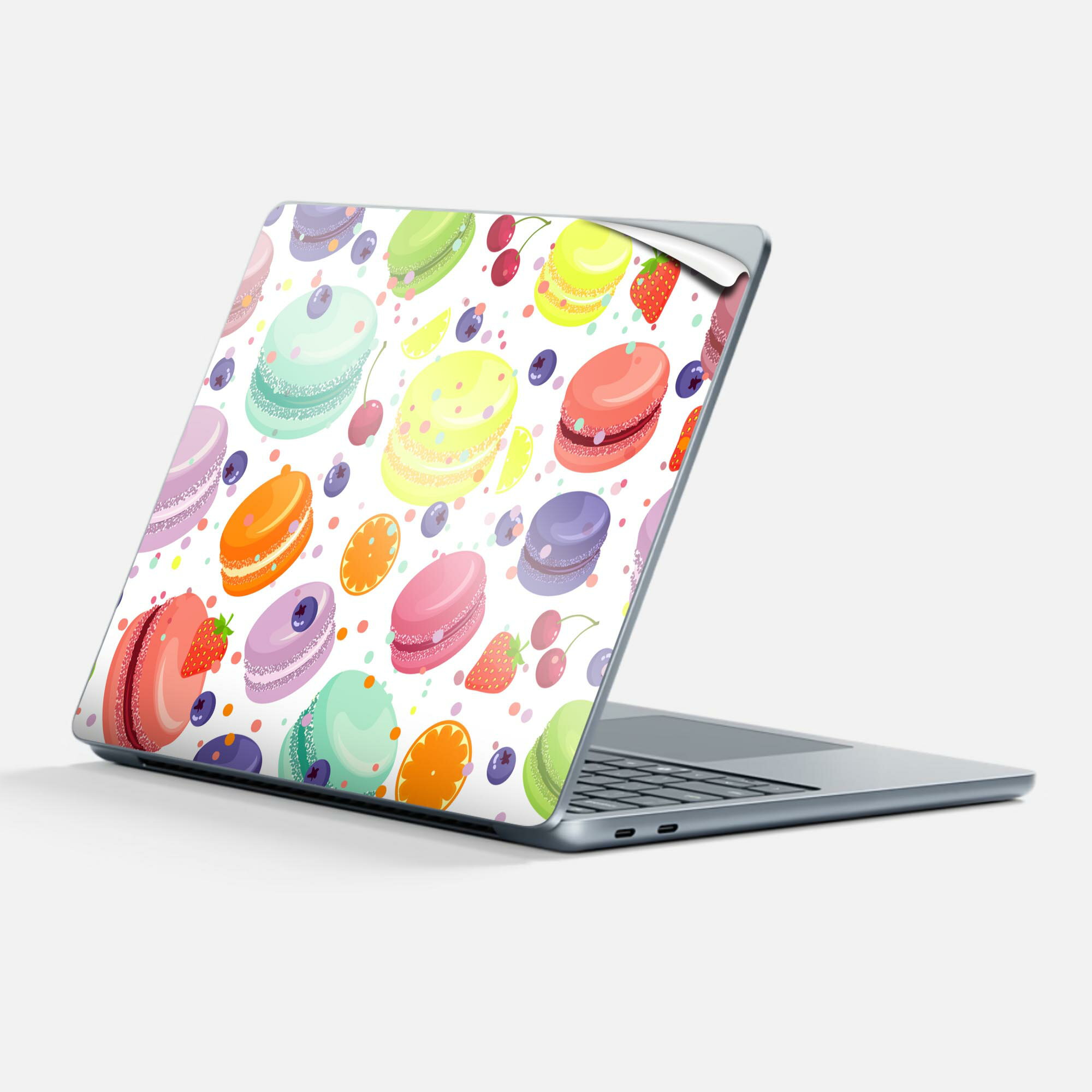 Surface Laptop 第7世代 13 インチ 用 スキンシール 全面スキンシール フル 背面 底 ステッカー 保護シール キャラクター かわいい 009741 デザート マカロン カラフル