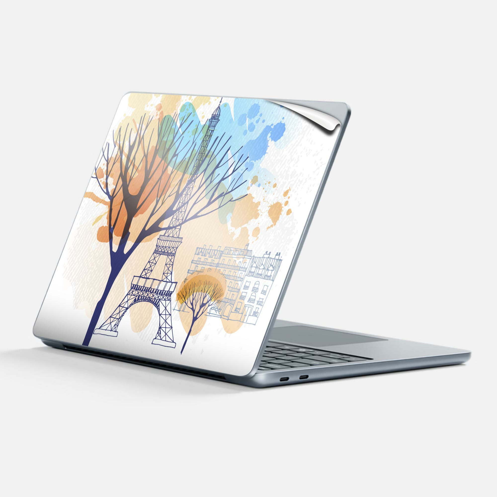 Surface Laptop 第7世代 13 インチ 用 スキンシール 全面スキンシール フル 背面 底 ステッカー 保護シール キャラクター かわいい 010002 外国 風景 水彩