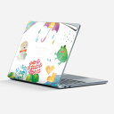 Surface Laptop 第7世代 13 インチ 用 スキンシール 全面スキンシール フル 背面 底 ステッカー 保護シール キャラクター かわいい 012976 雨 カエル 傘