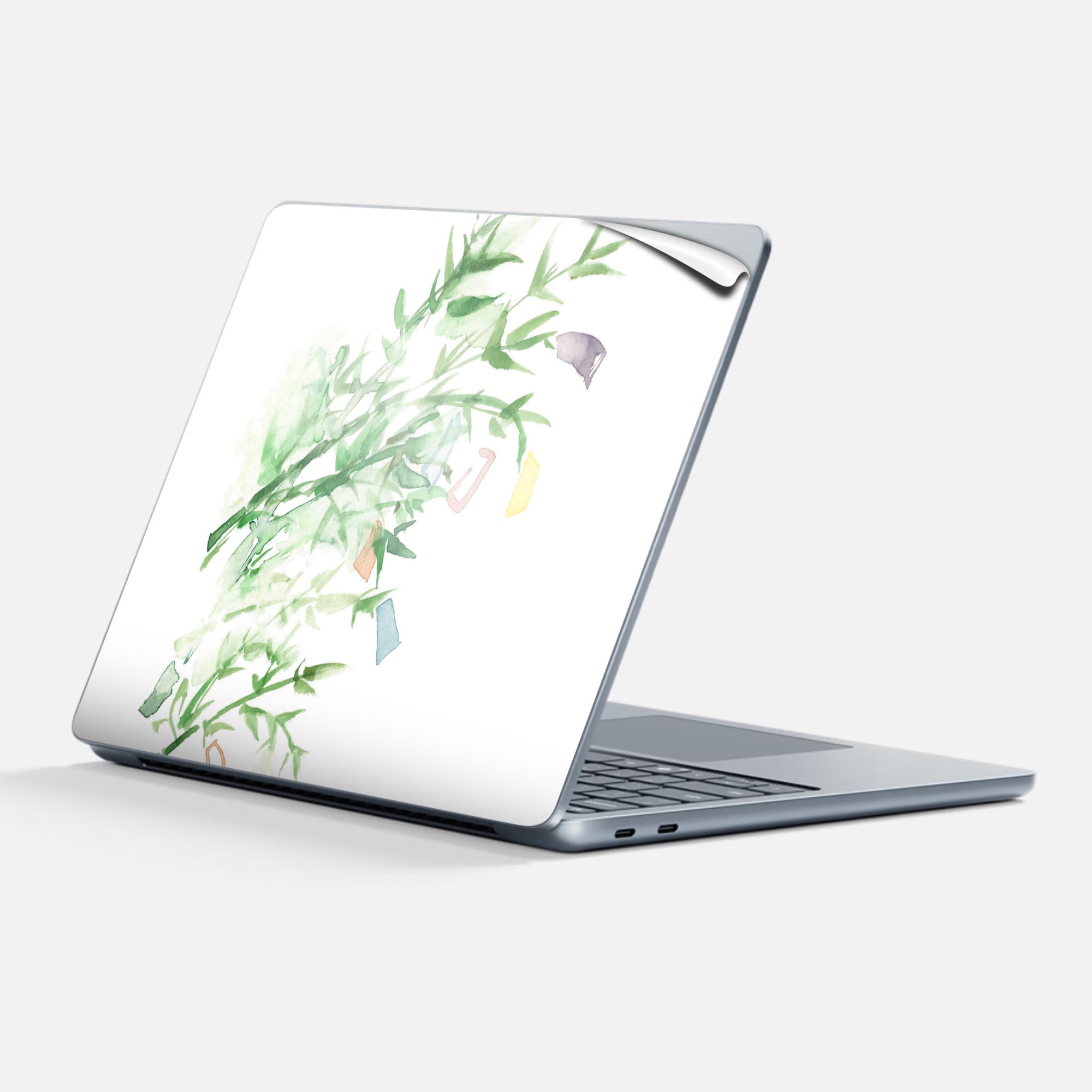 Surface Laptop 第7世代 13 インチ 用 スキンシール 全面スキンシール フル 背面 底 ステッカー 保護シール キャラクター かわいい 013571 七夕 笹 水彩